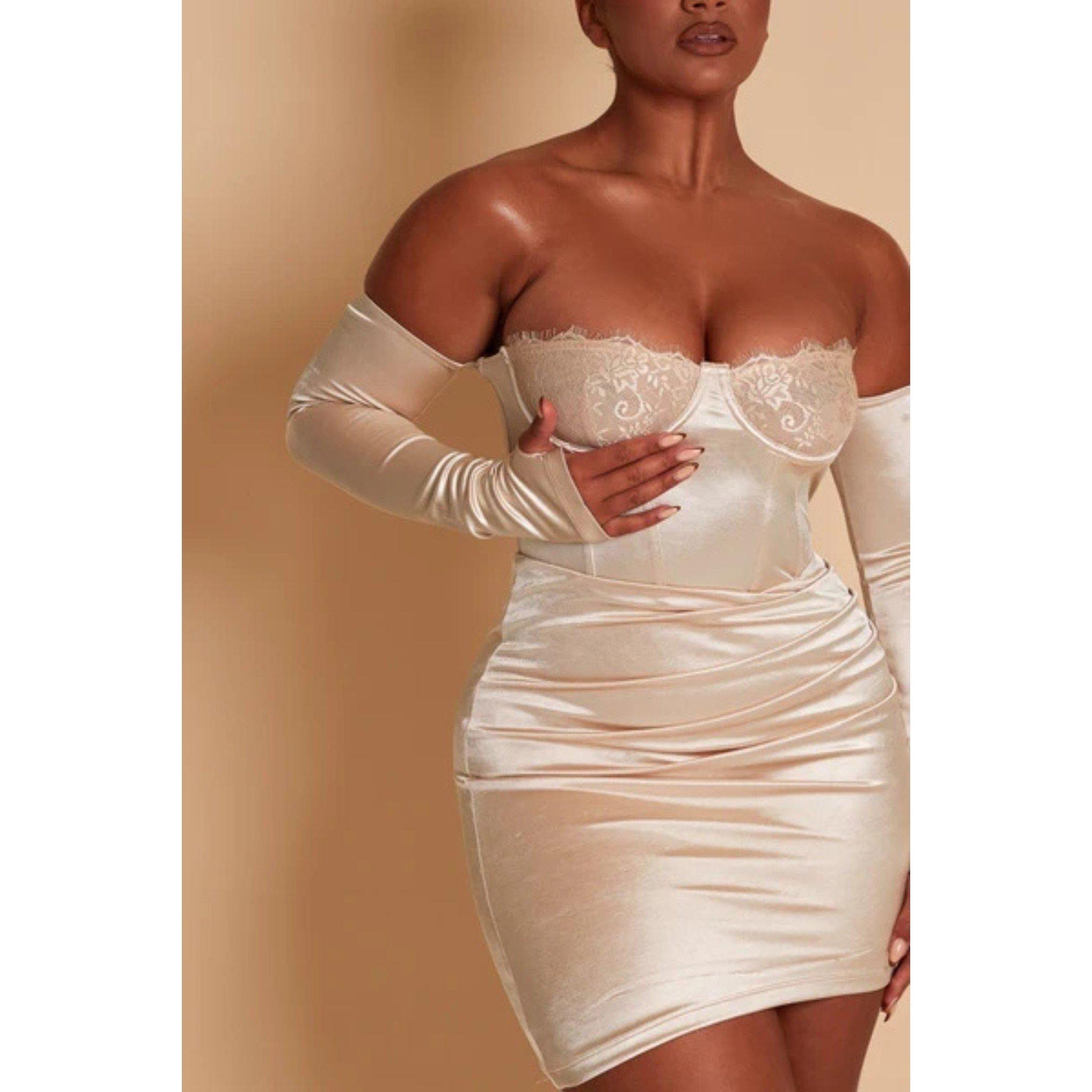 Cream - Mars The Label - MTL Lace Cup Dress Ld99 - 4