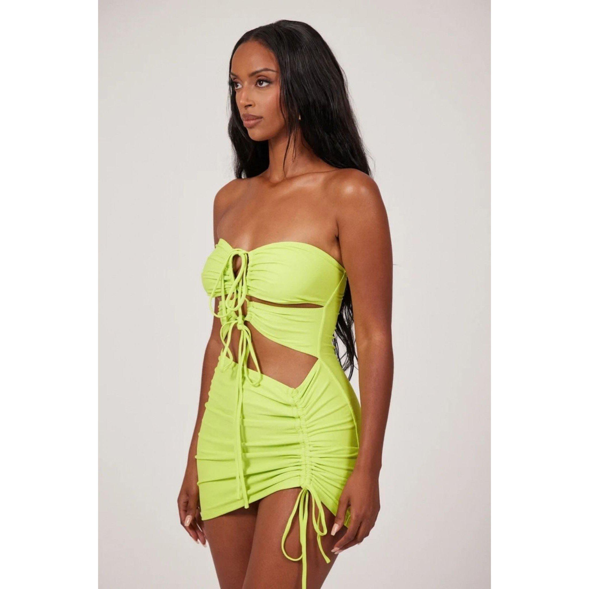 Lime - Mars The Label - Women's Ruched Mini Dress - 4