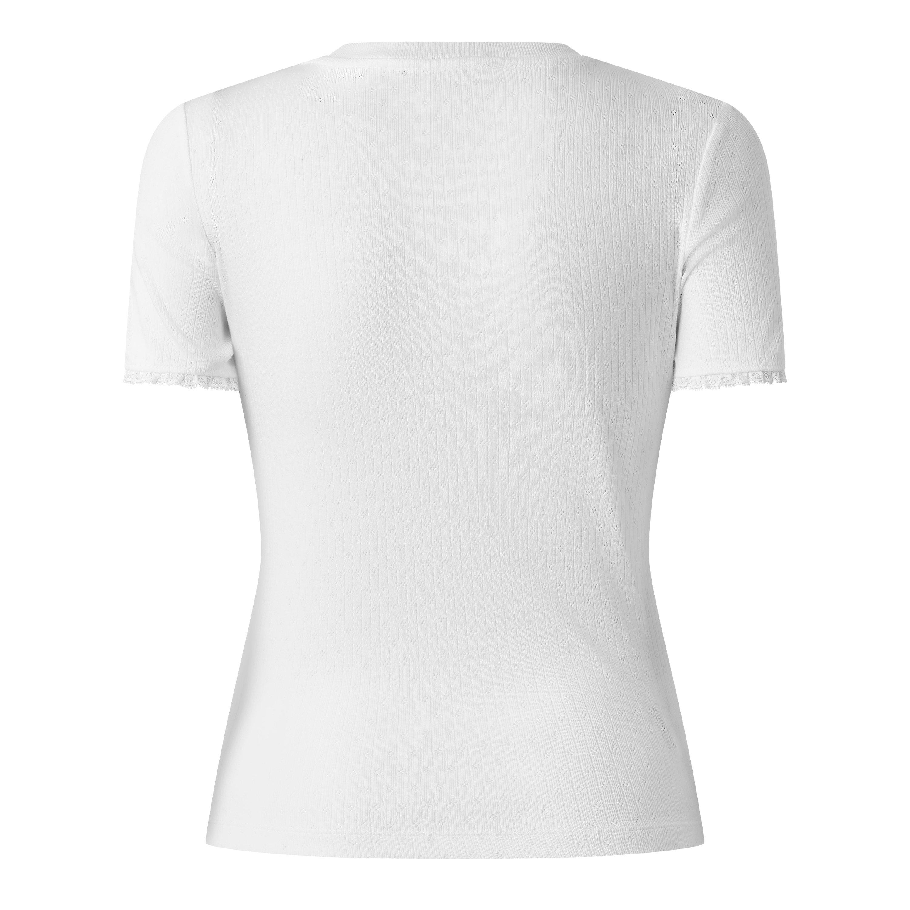Bianco - Miu Miu - Women's Pointelle Slim Fit T-Shirt - 2