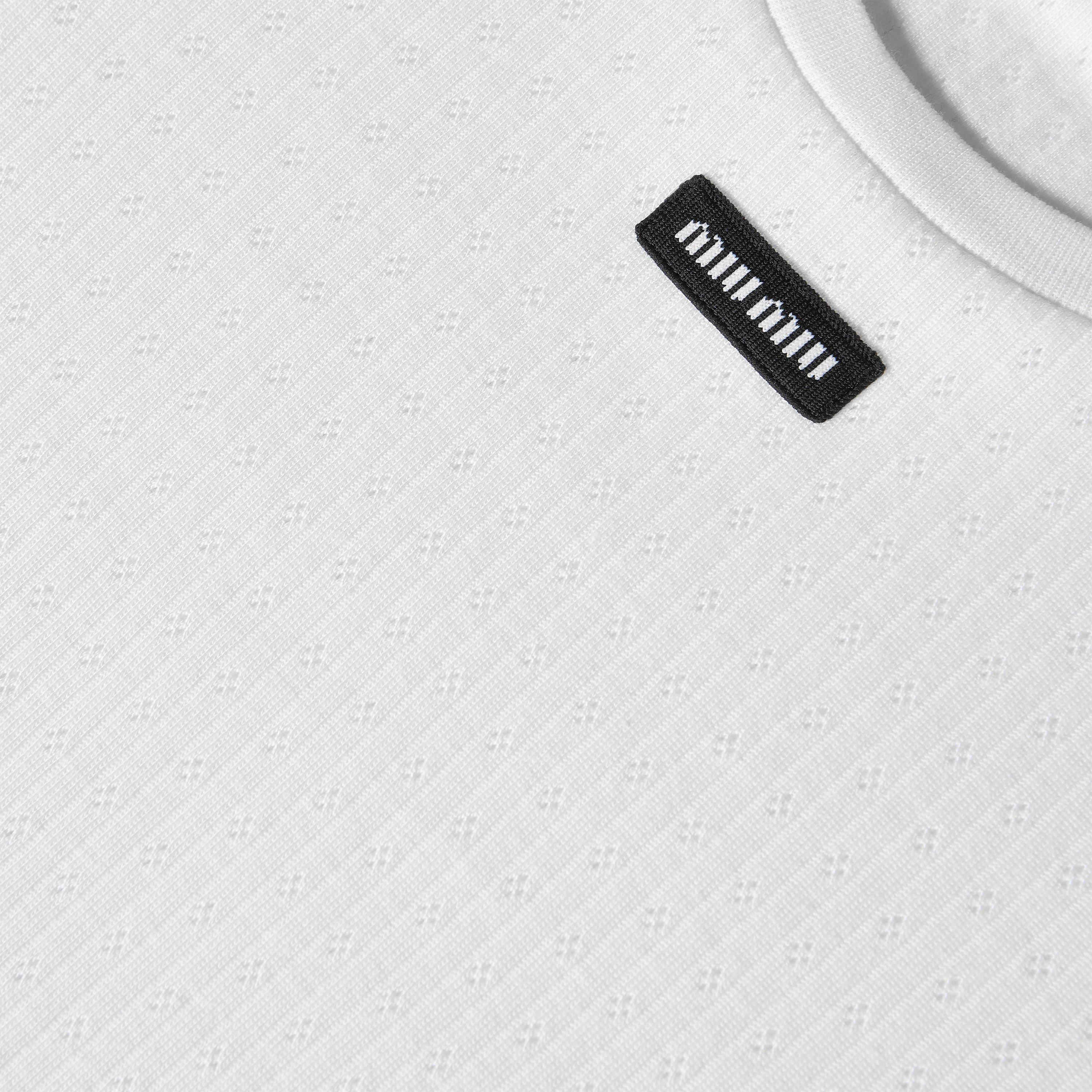 Bianco - Miu Miu - Women's Pointelle Slim Fit T-Shirt - 3