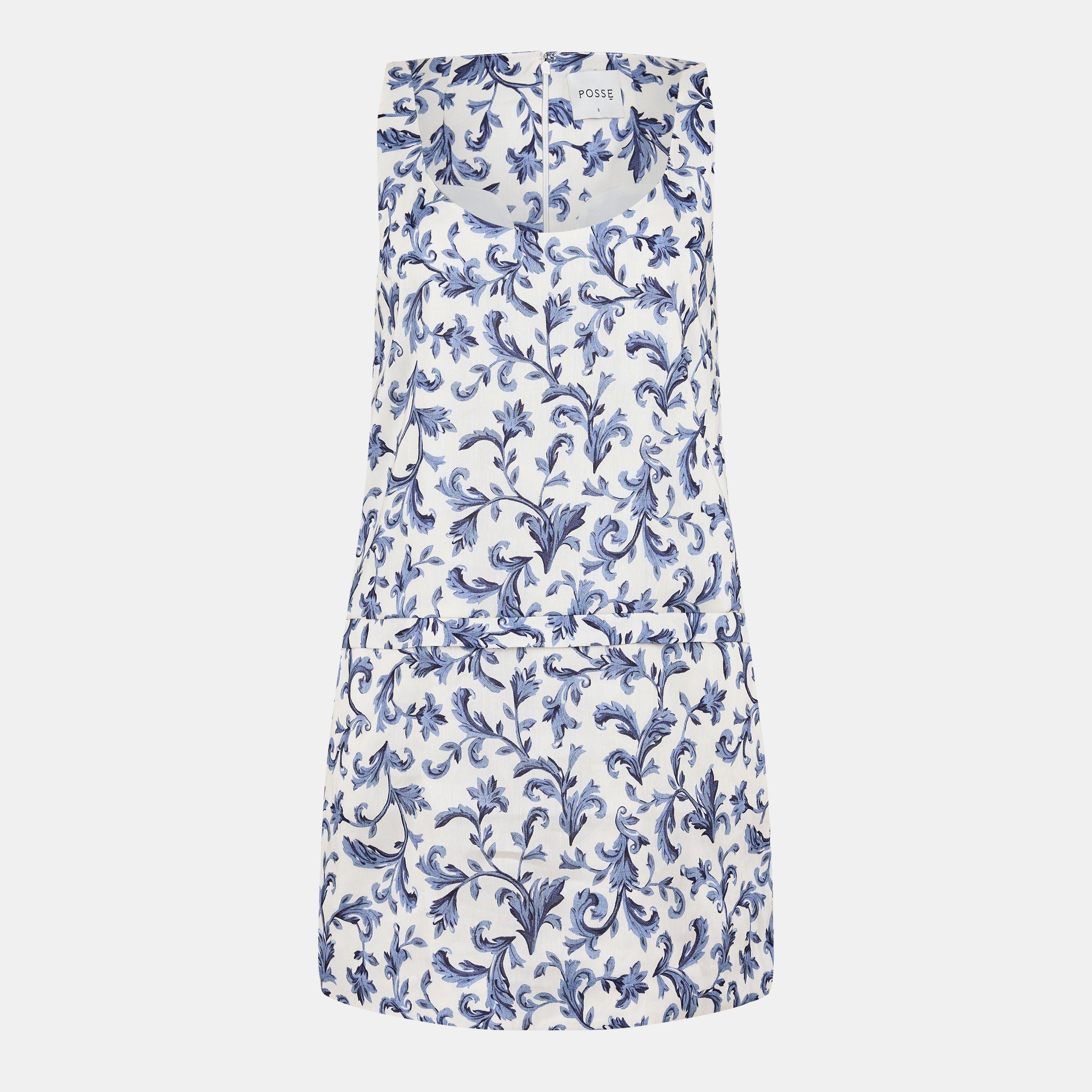 Posse Women's Rue Shift Mini Dress - Blue Baroque - Size 10 (S)