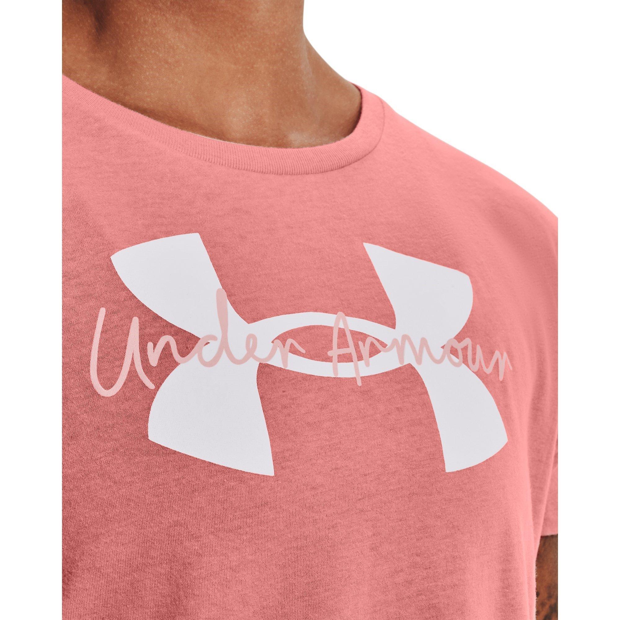 Powder Pink - Under Armour - Under Logo Script Womens T Shirt - 5