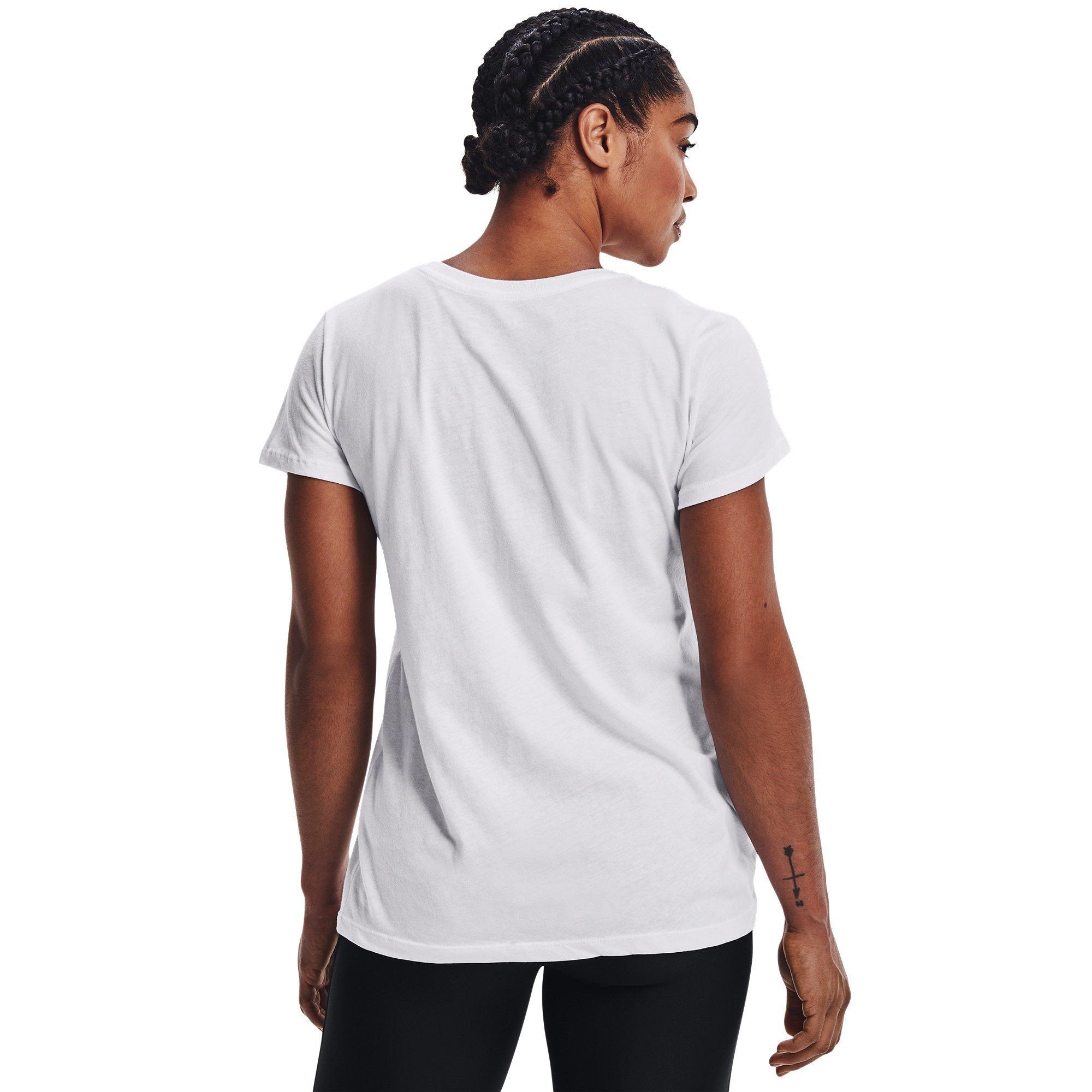 Wht/Blk/Gray - Under Armour - Logo Script Womens T Shirt - 3