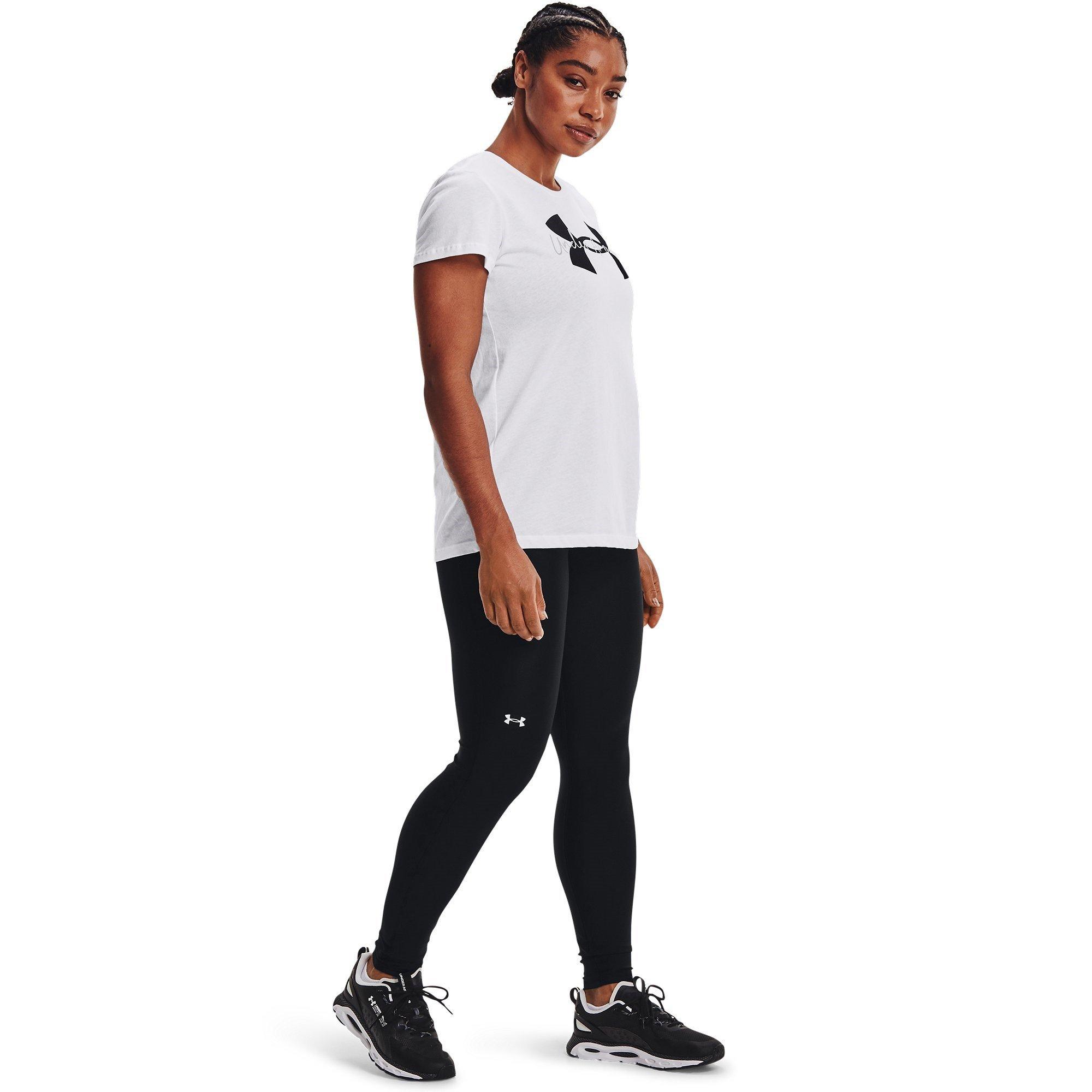 Wht/Blk/Gray - Under Armour - Logo Script Womens T Shirt - 4