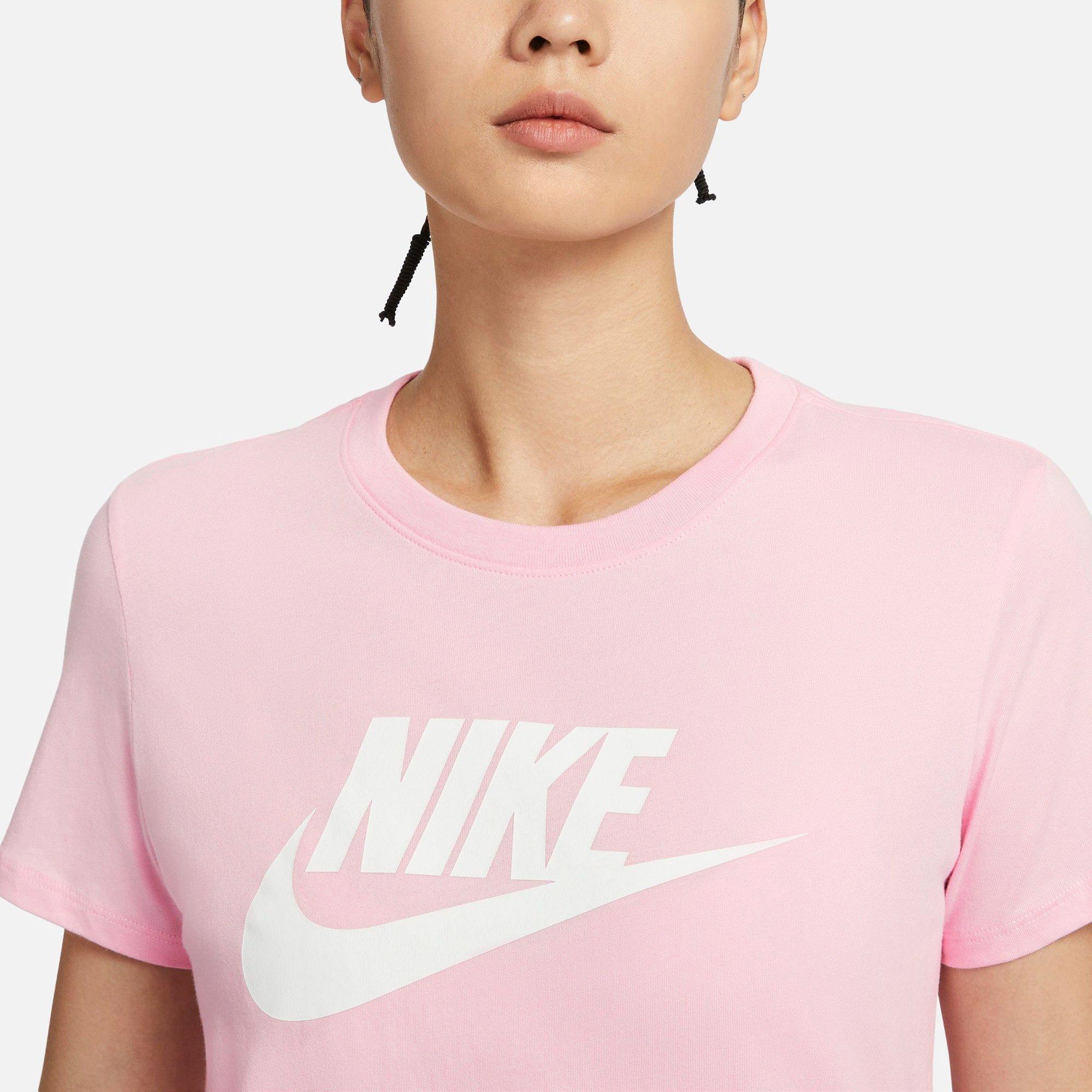 Med Pink/White - Nike - Sportswear Essentials Futura Logo Womens T Shirt - 3