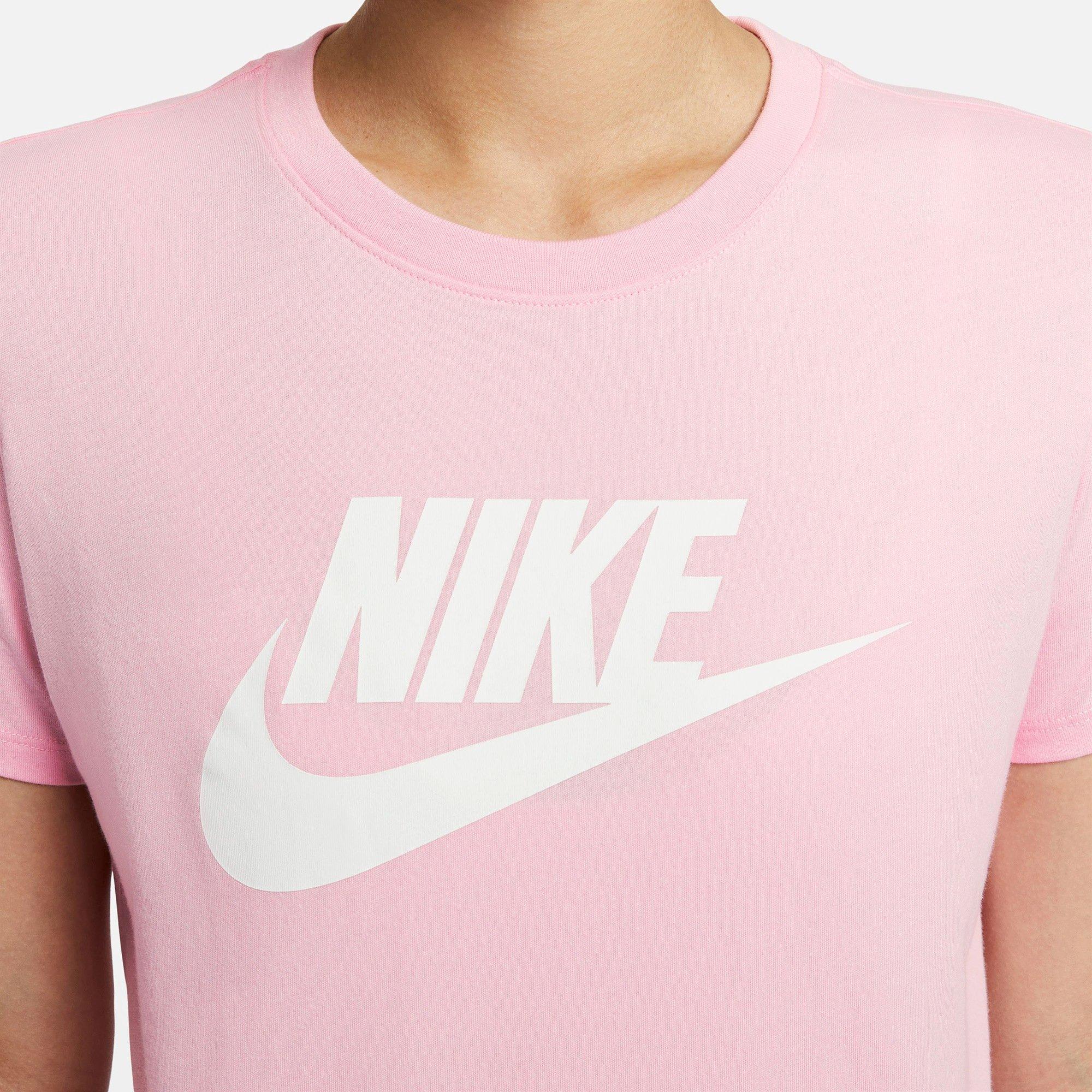 Med Pink/White - Nike - Sportswear Essentials Futura Logo Womens T Shirt - 4