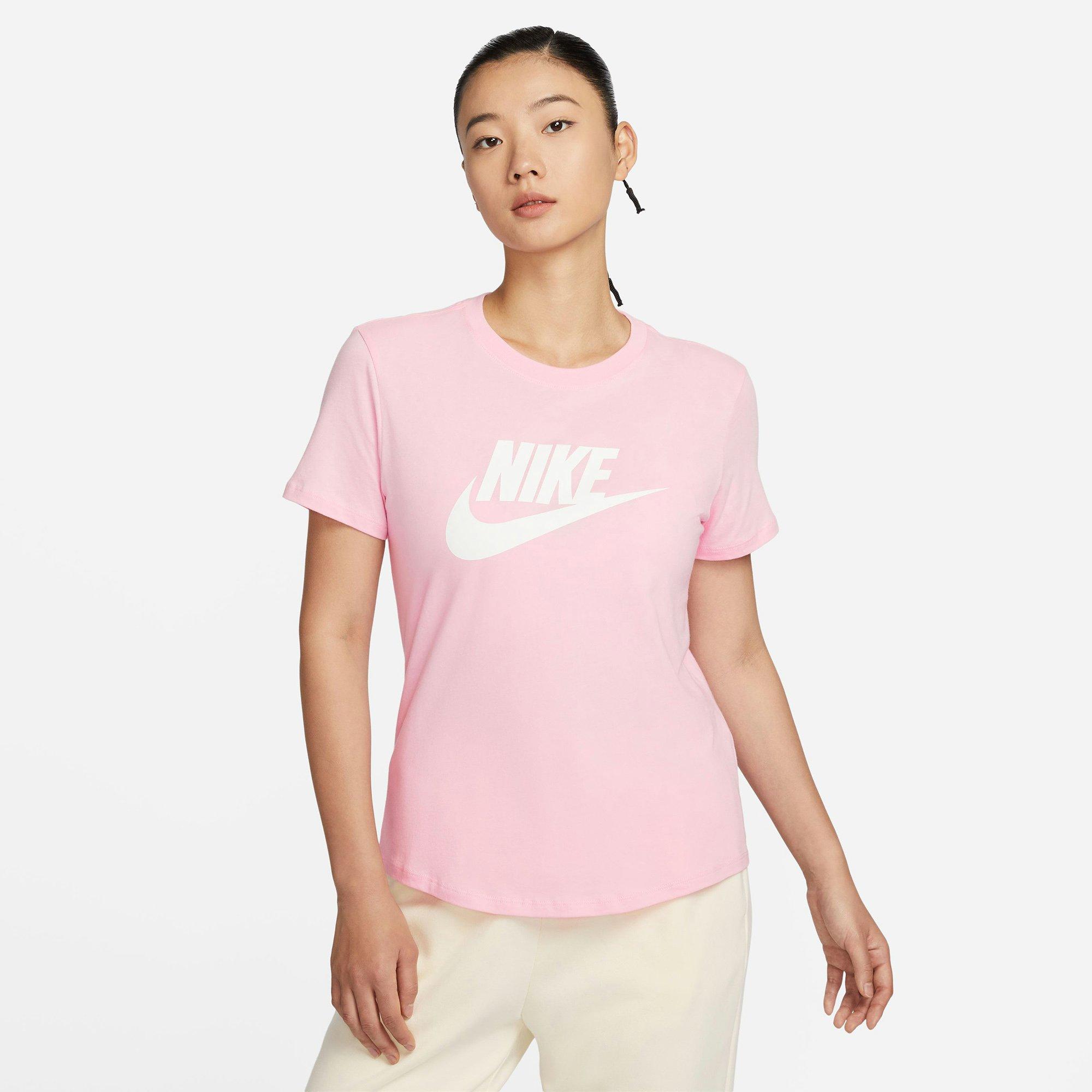 Med Pink/White - Nike - Sportswear Essentials Futura Logo Womens T Shirt - 5
