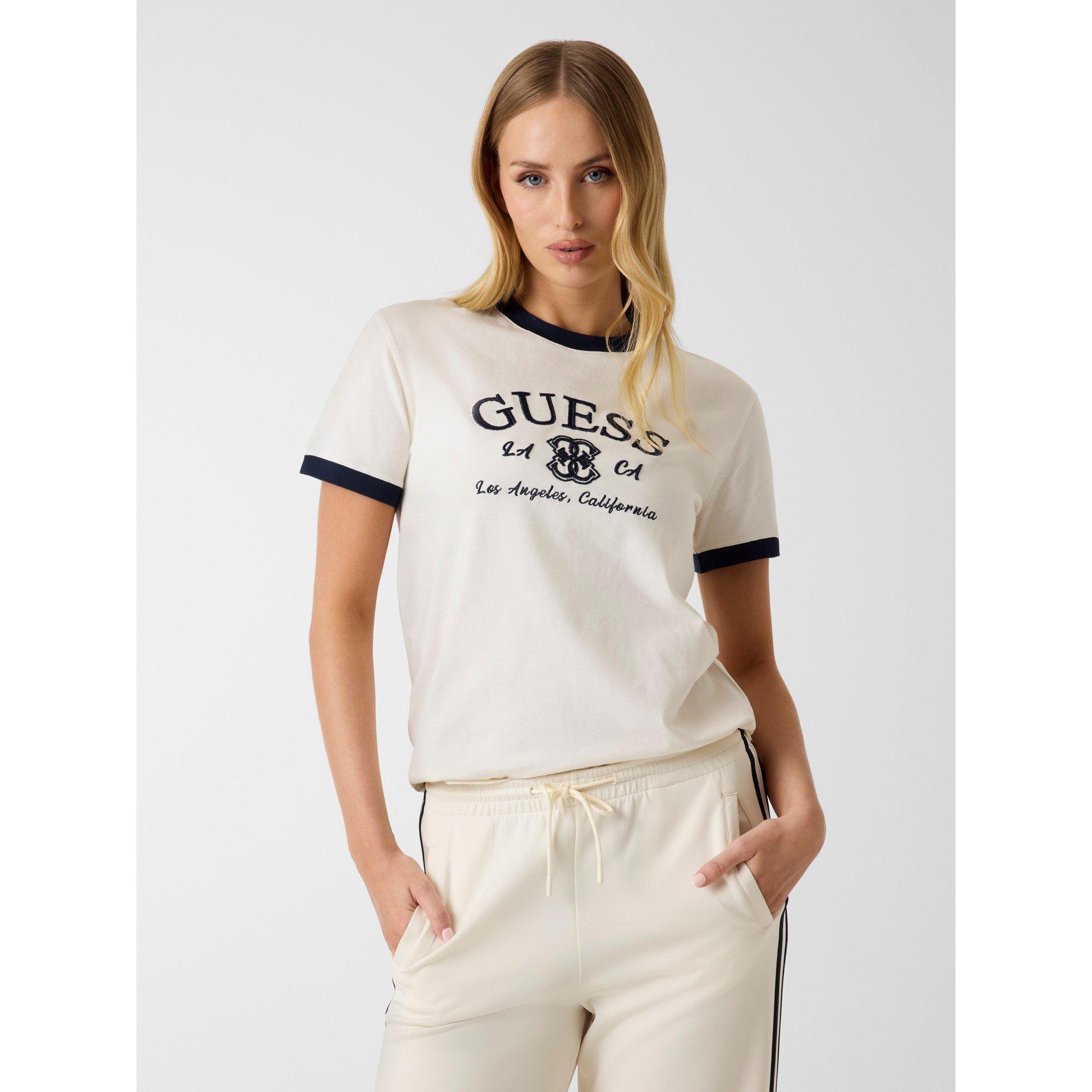 Dove White - Guess - Women's Hoshi Crew Neck Short Sleeve T-Shirt - 1