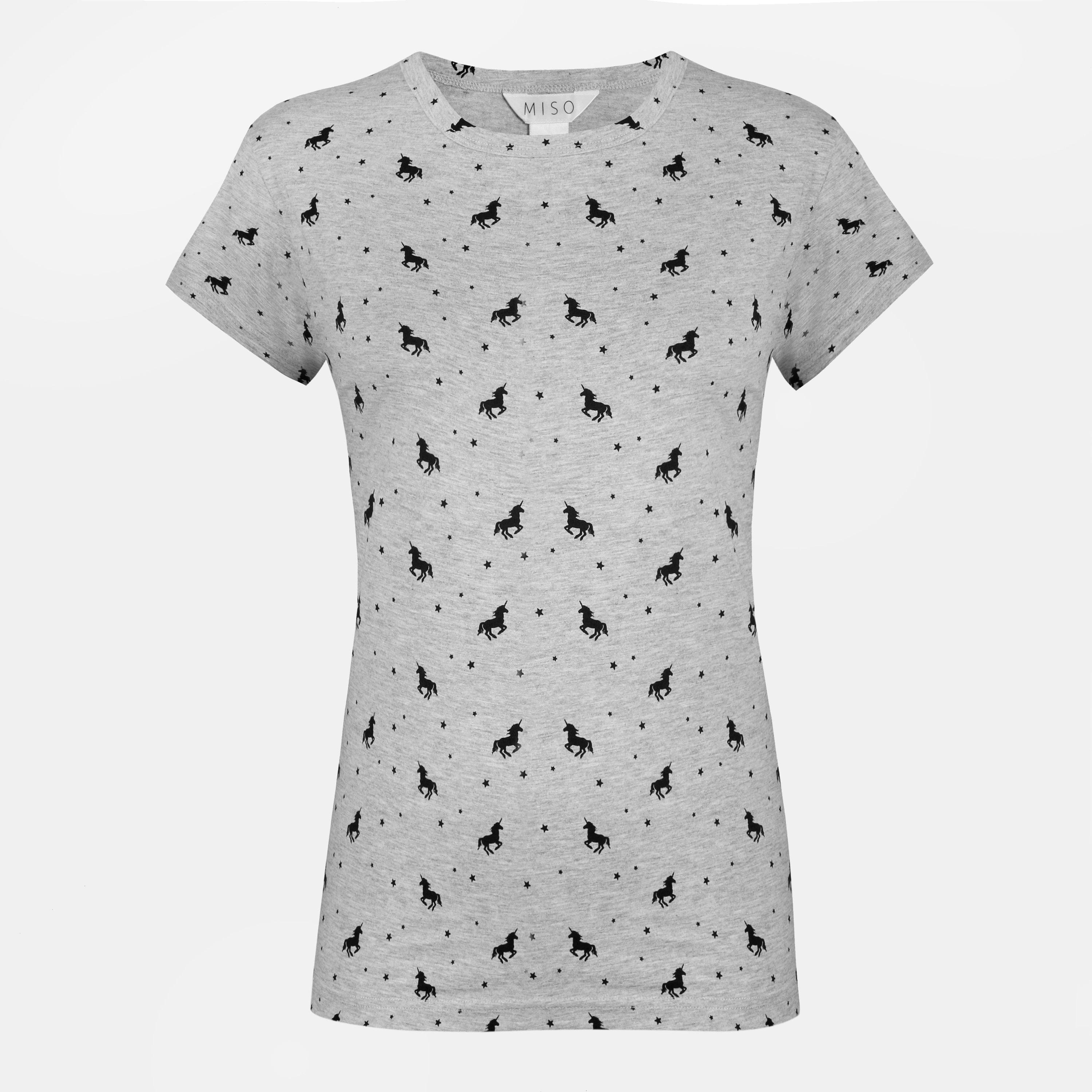 Grey Marl AOP - Miso - Printed Boyfriend T Shirt - 3