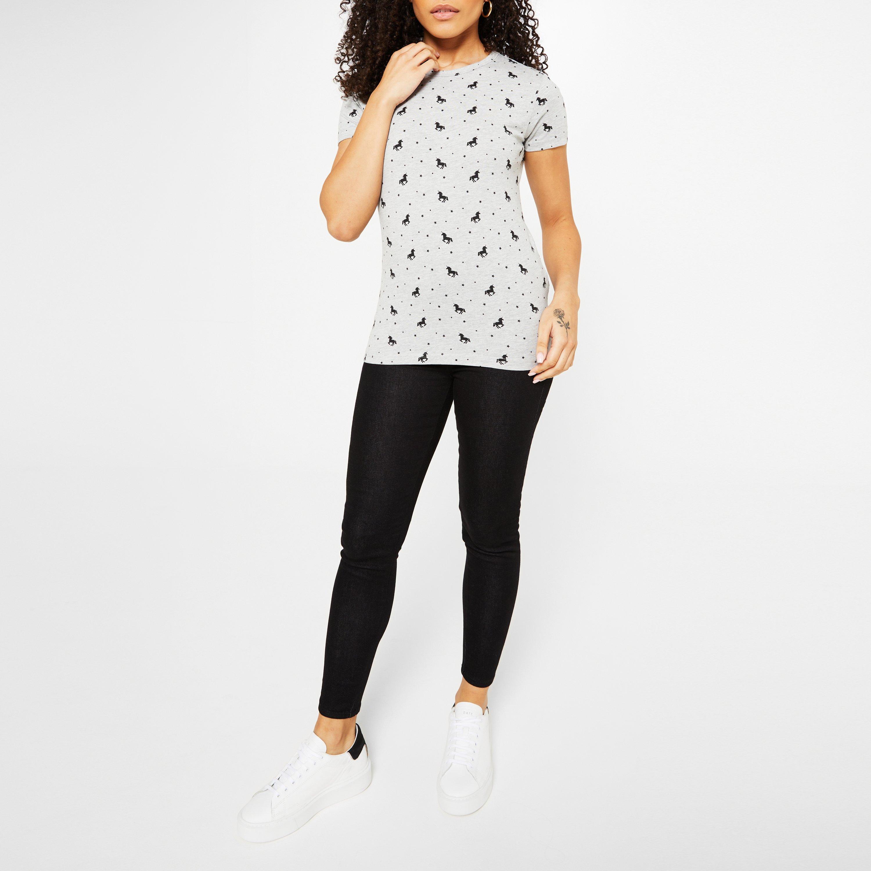 Grey Marl AOP - Miso - Printed Boyfriend T Shirt - 6