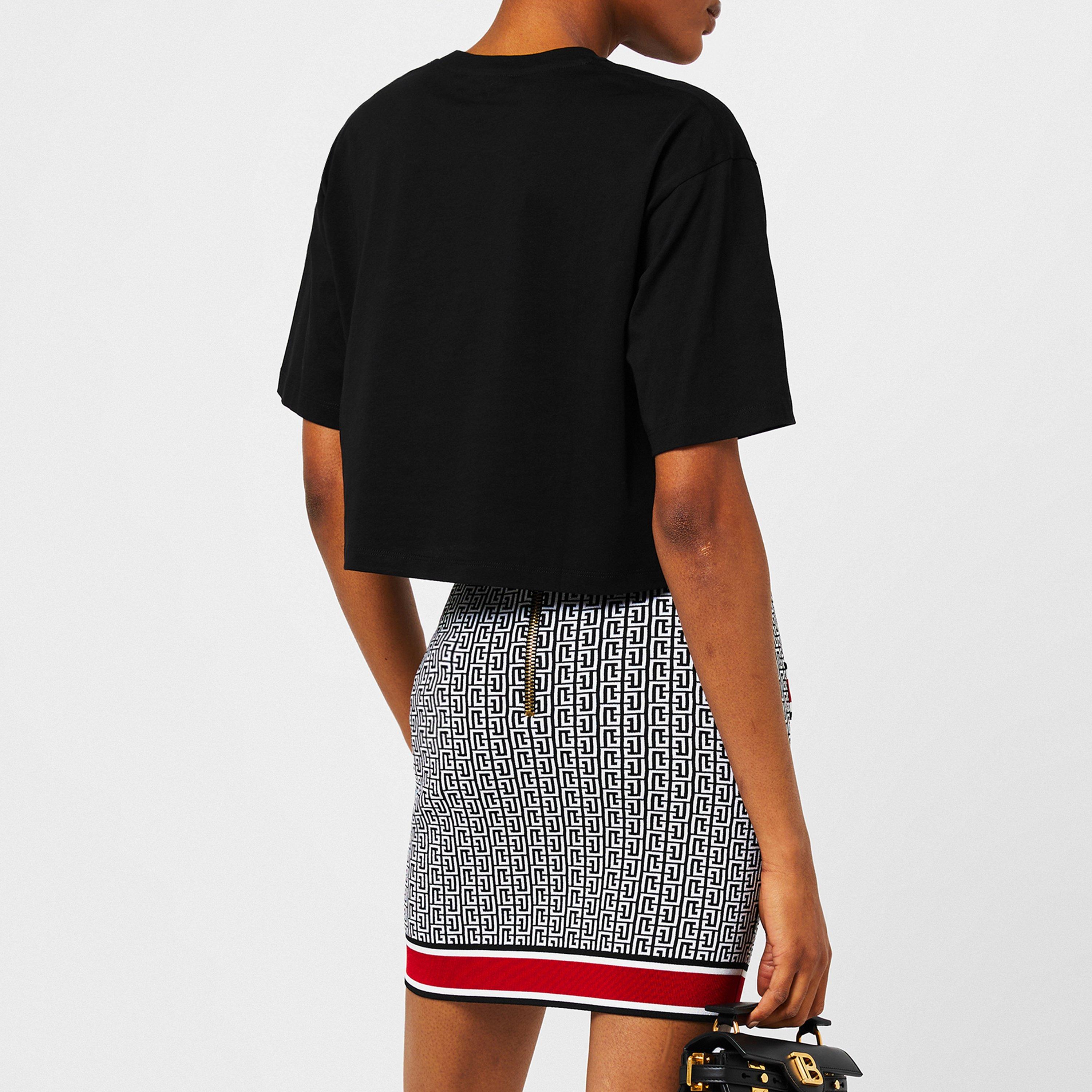 Noir/Blan EAB - Balmain - Cropped Logo T Shirt - 2