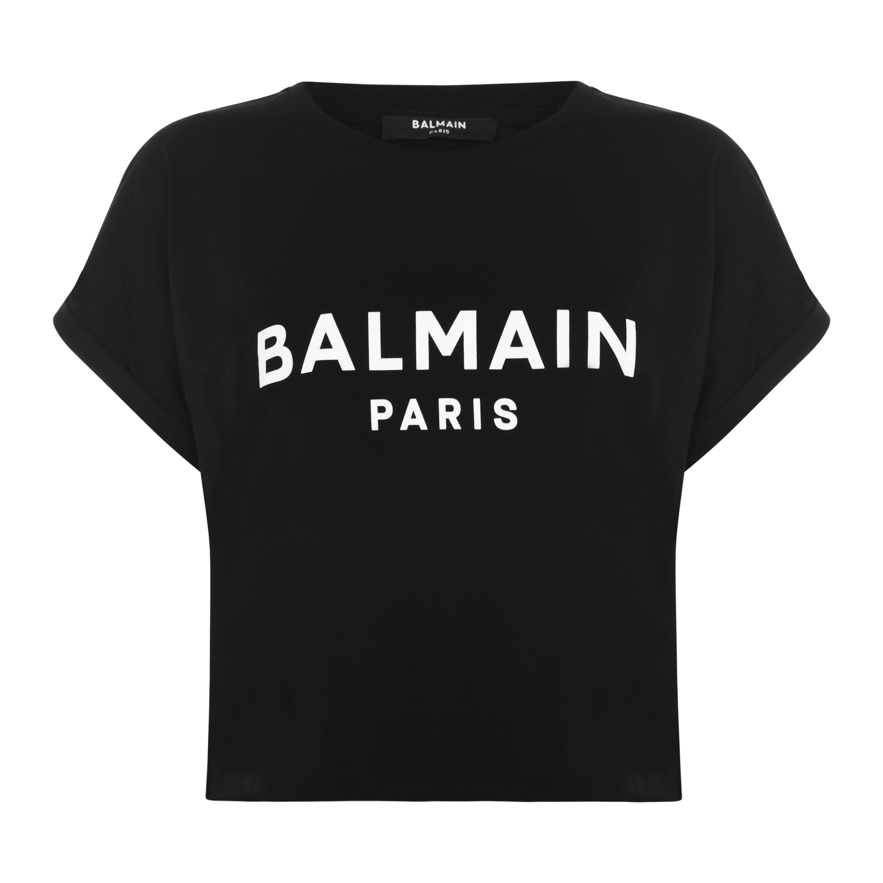Noir/Blan EAB - Balmain - Cropped Logo T Shirt - 6