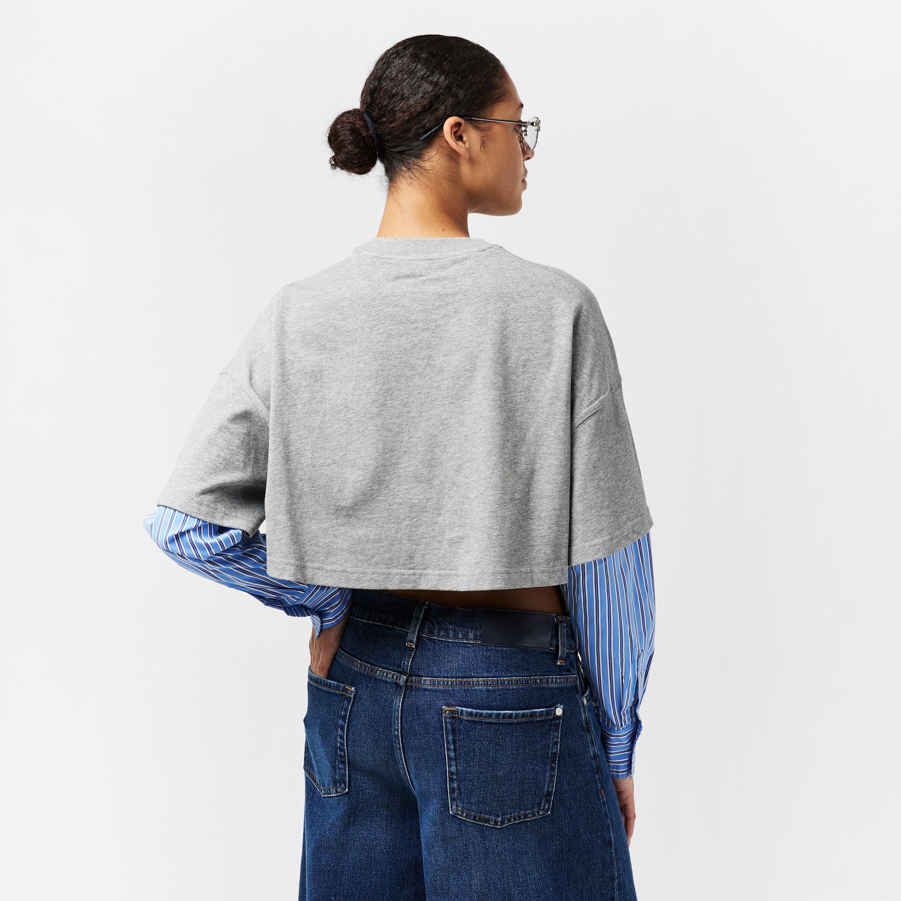 Grey - WRSTBHVR - Women's Worst B Teela Long Sleeve Cropped Crop Top - 4