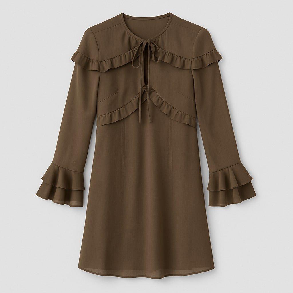 Brown - I Saw It First - Ruffle Mini Dress - 1