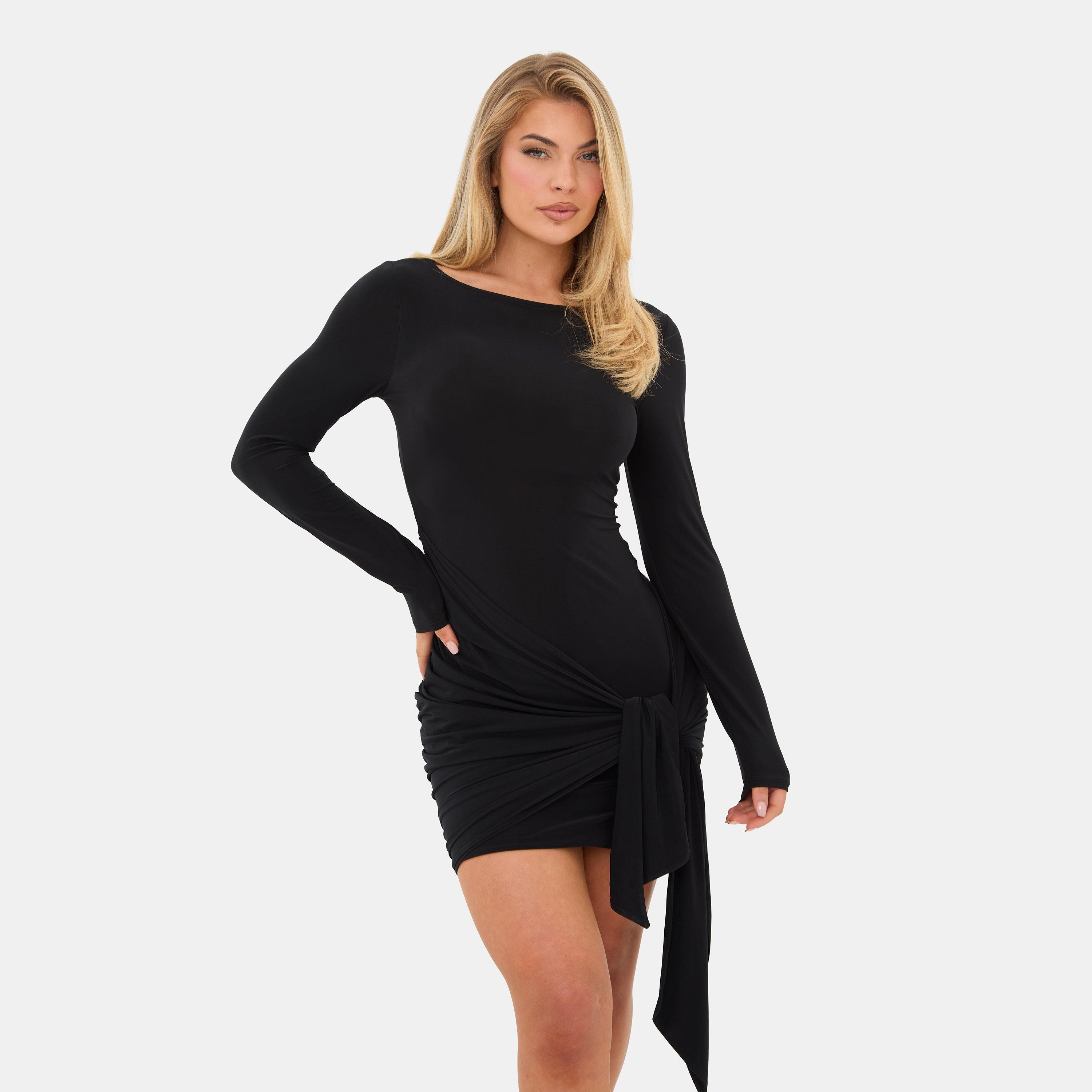 Sort - I Saw It First - Long Sleeve Drape Mini Dress - 2