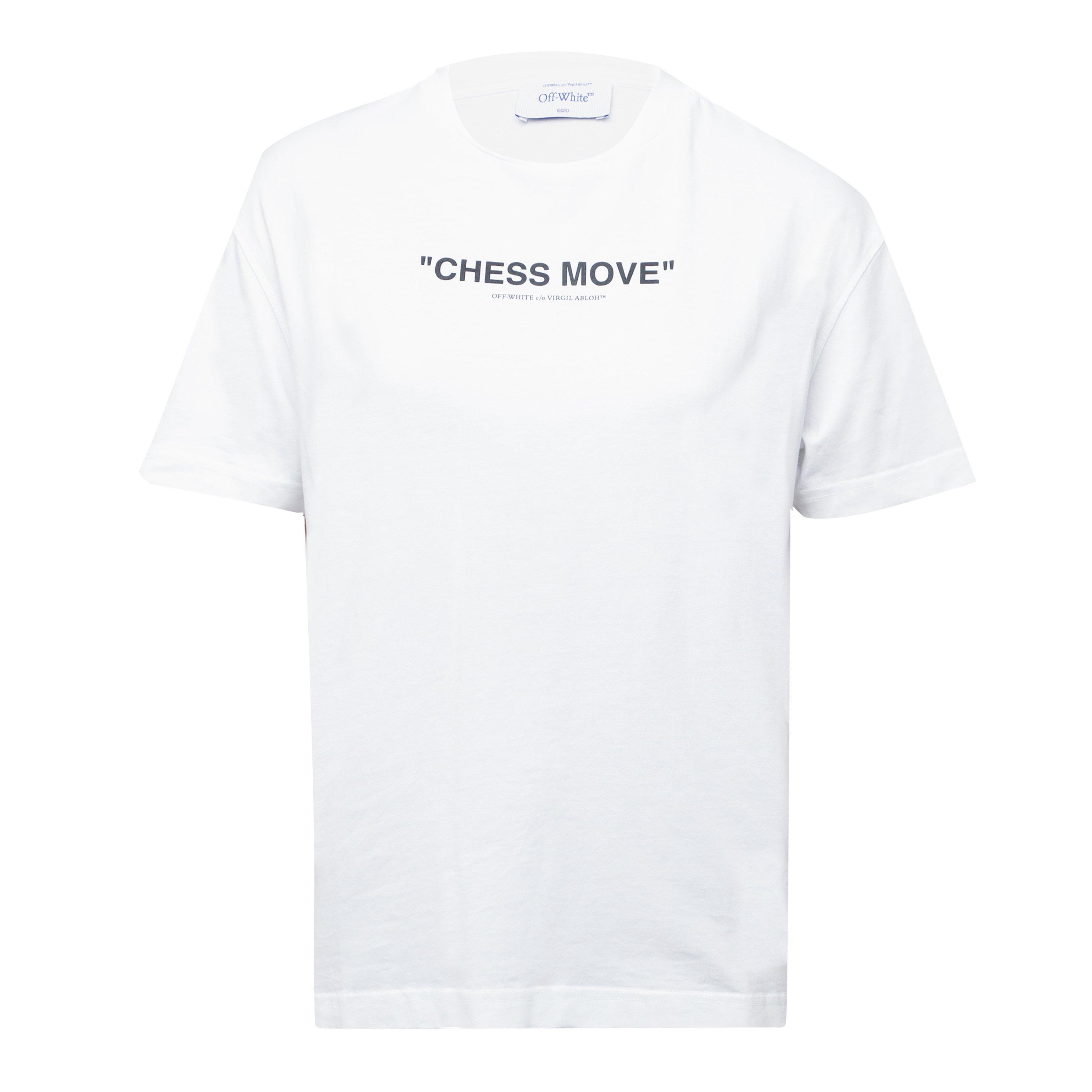 Off White Women's Chess T-Shirt - White Black - Size 10 (S)