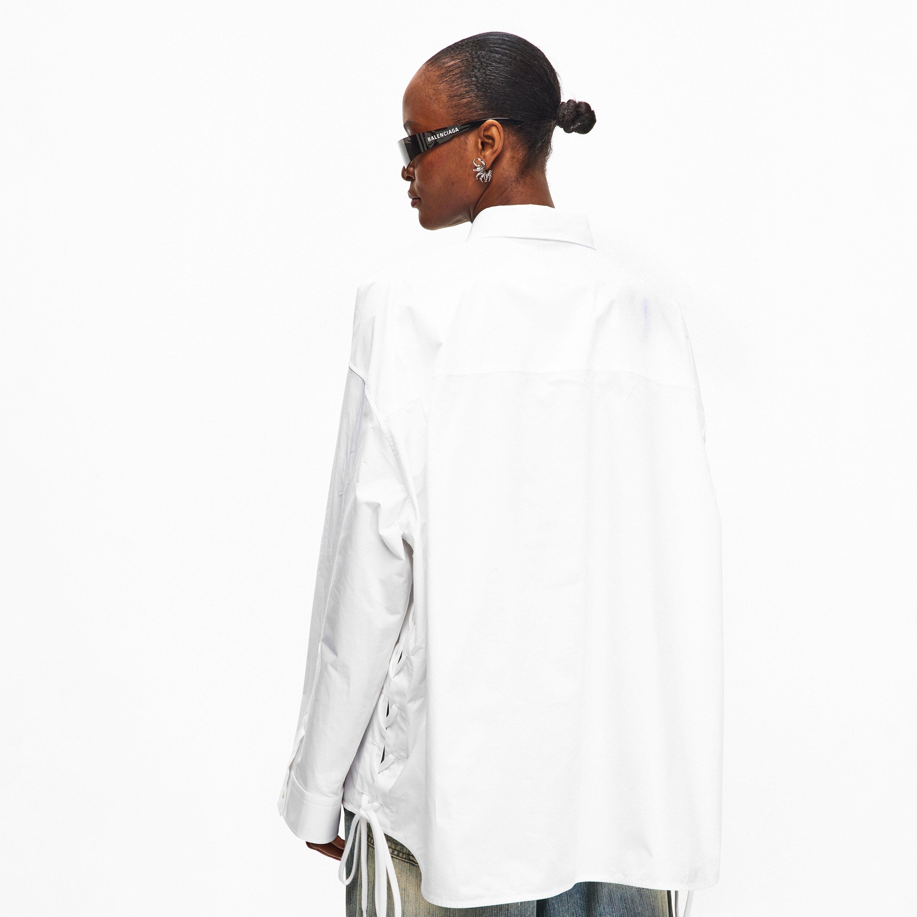 White - Balenciaga - Bal Lace Up Shirt Ld61 - 4