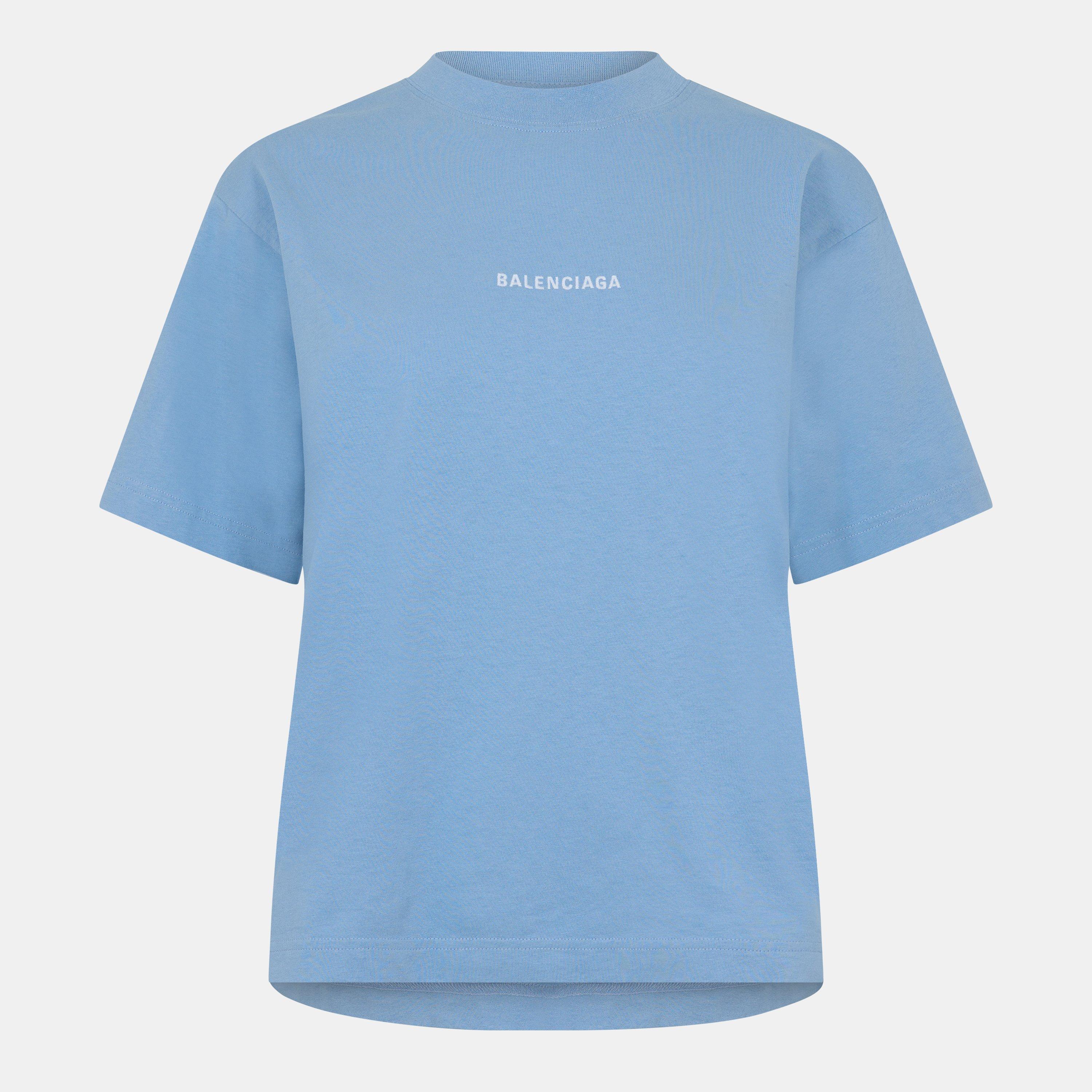 Balenciaga Women's Logo T-Shirt - Light Blue - 8 (XS)
