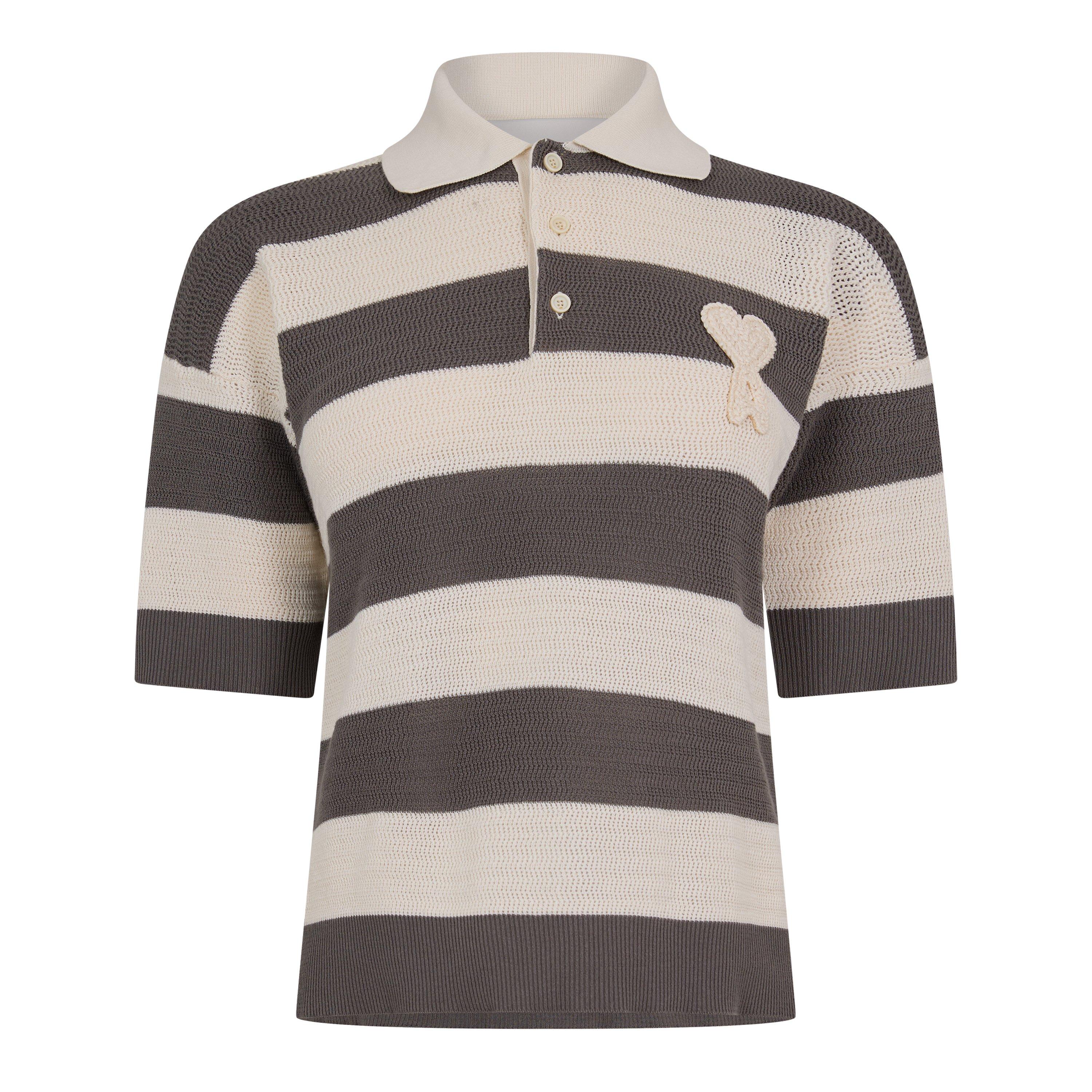 Ami Paris Ami Stripe Polo Ld61 - Blanc - Size 12 (M)
