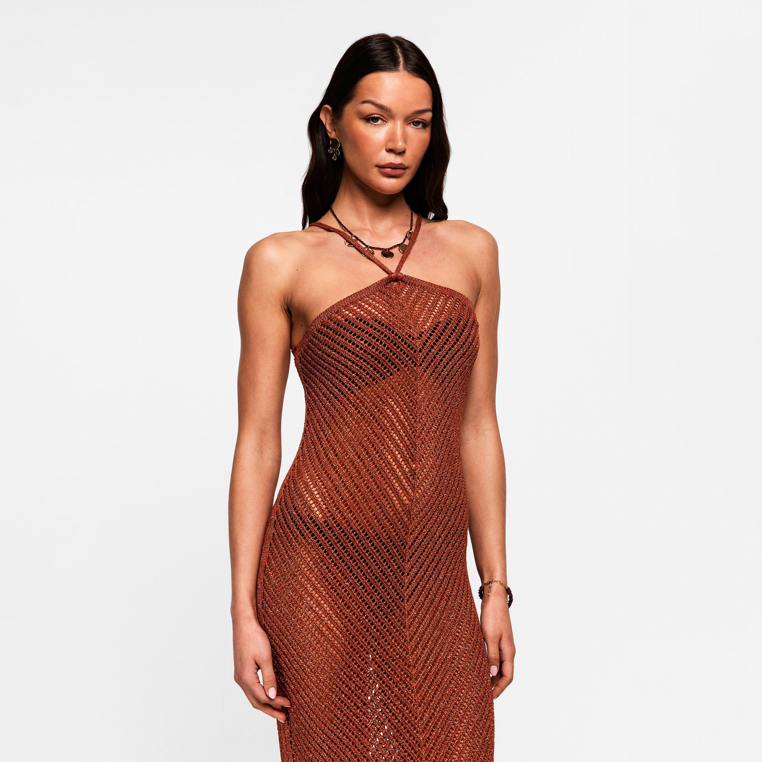 Bronze - Nima Liminal Knitting - Women's Long Maxi Dress - 3