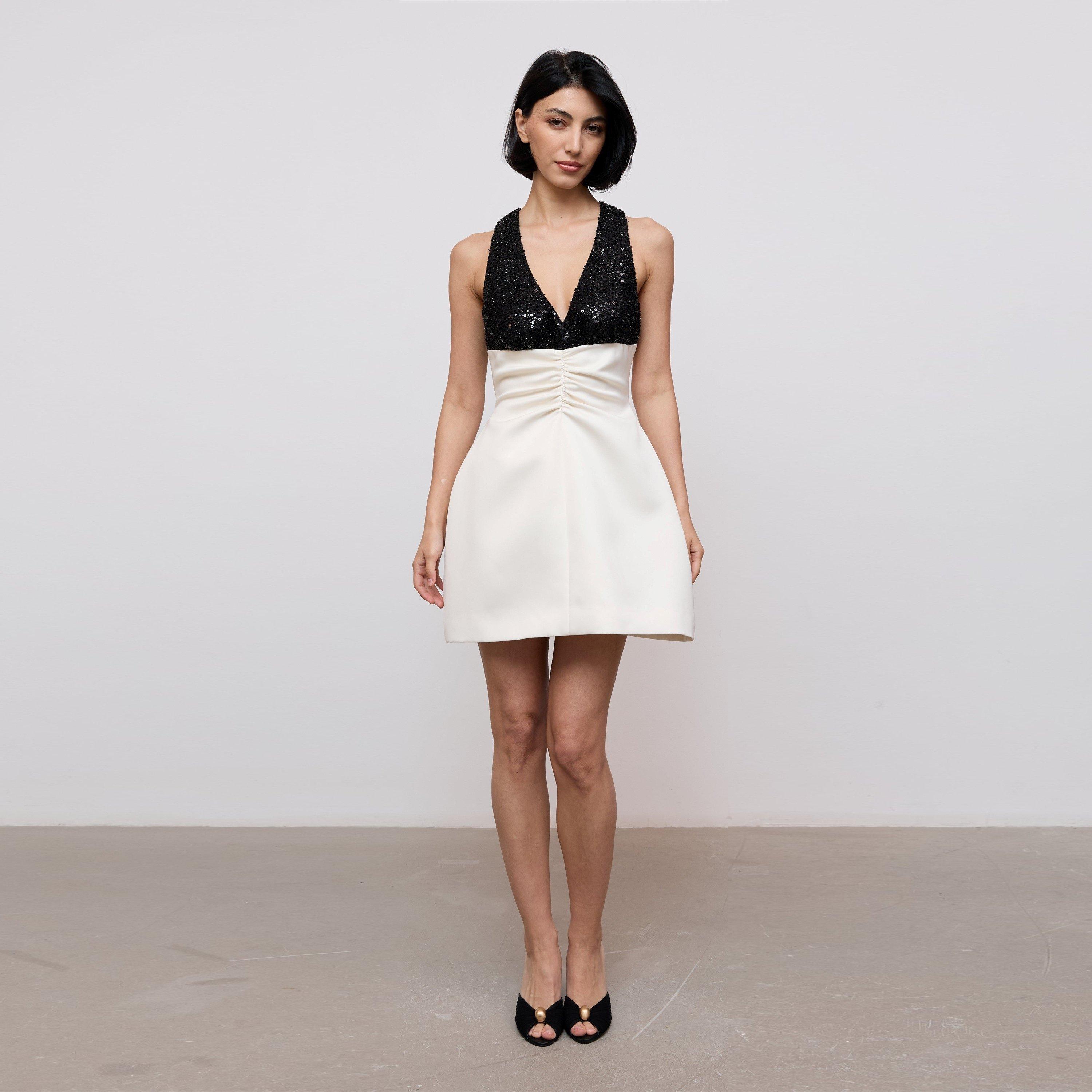 Black - Odd Muse - Odd Muse Sequin Contrast Mini Dress - 6