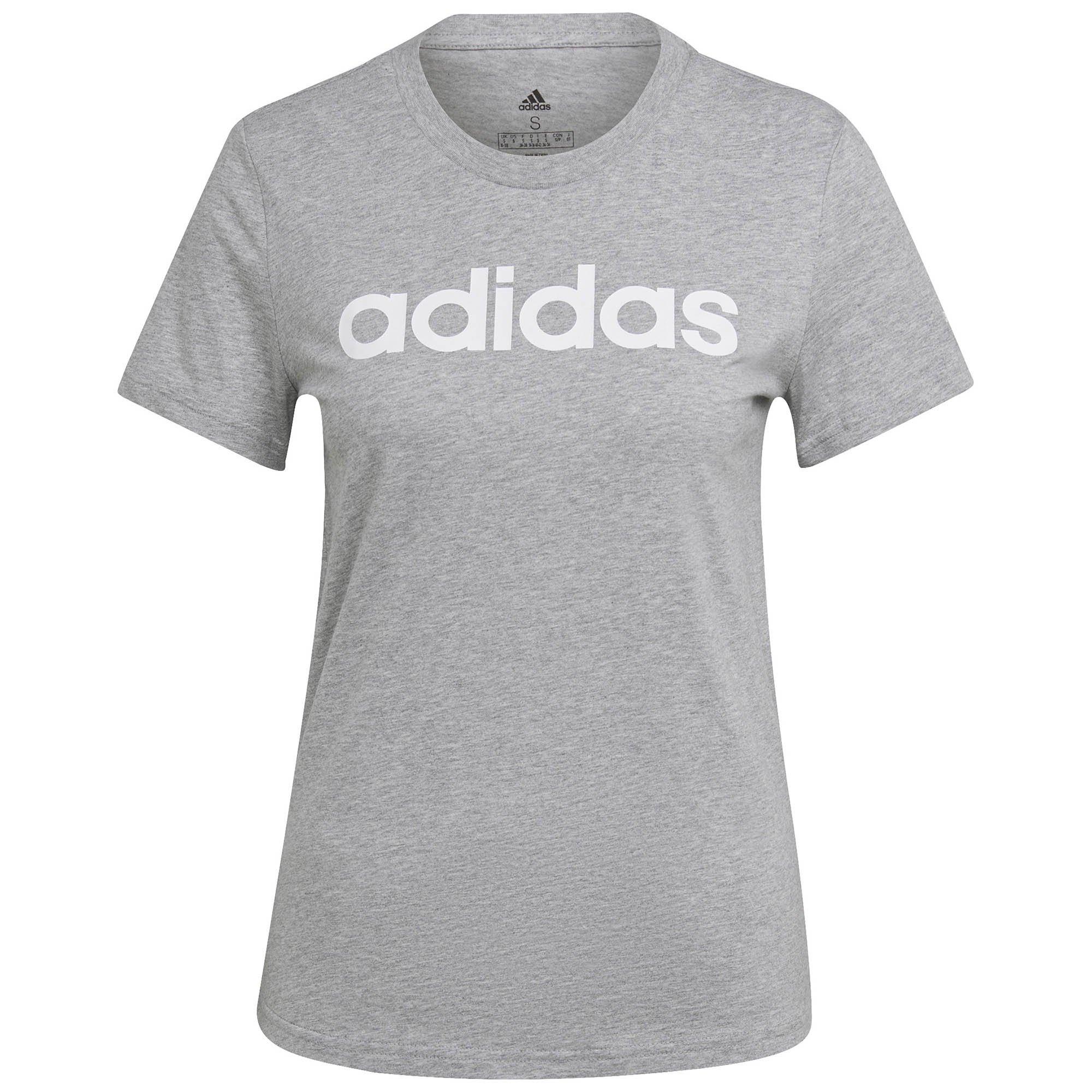 GreyHeather/Wht - adidas - Essentials Slim Logo Womens T Shirt - 1