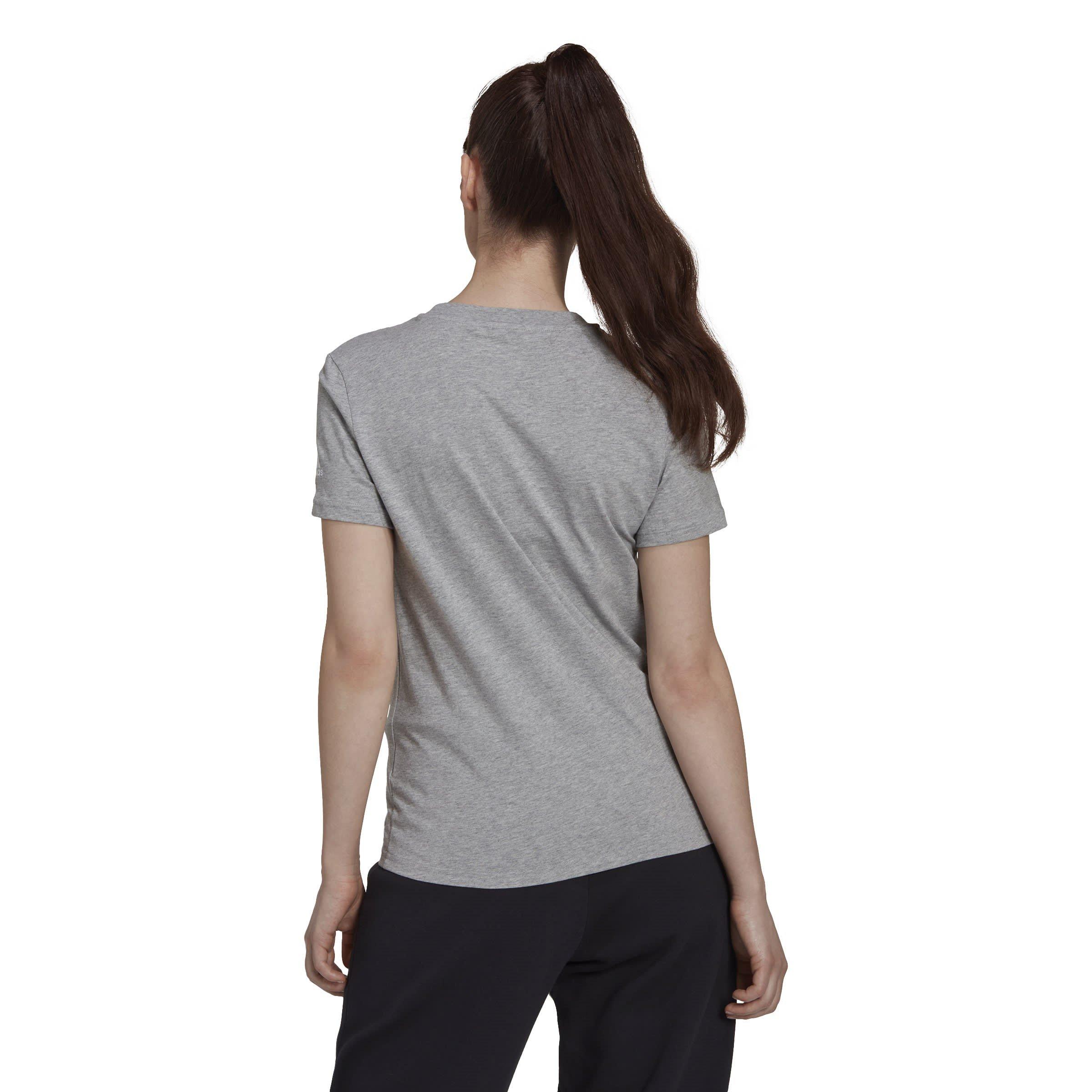GreyHeather/Wht - adidas - Essentials Slim Logo Womens T Shirt - 3