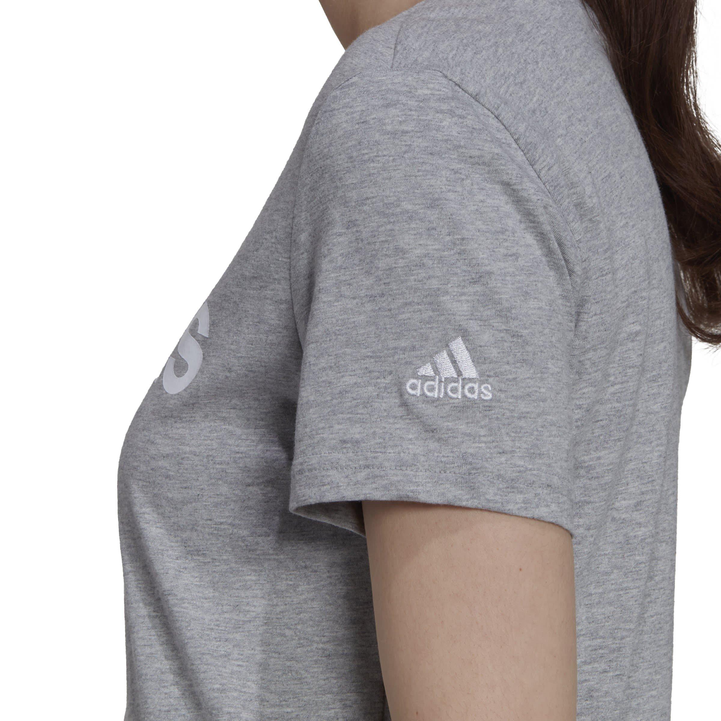 GreyHeather/Wht - adidas - Essentials Slim Logo Womens T Shirt - 6