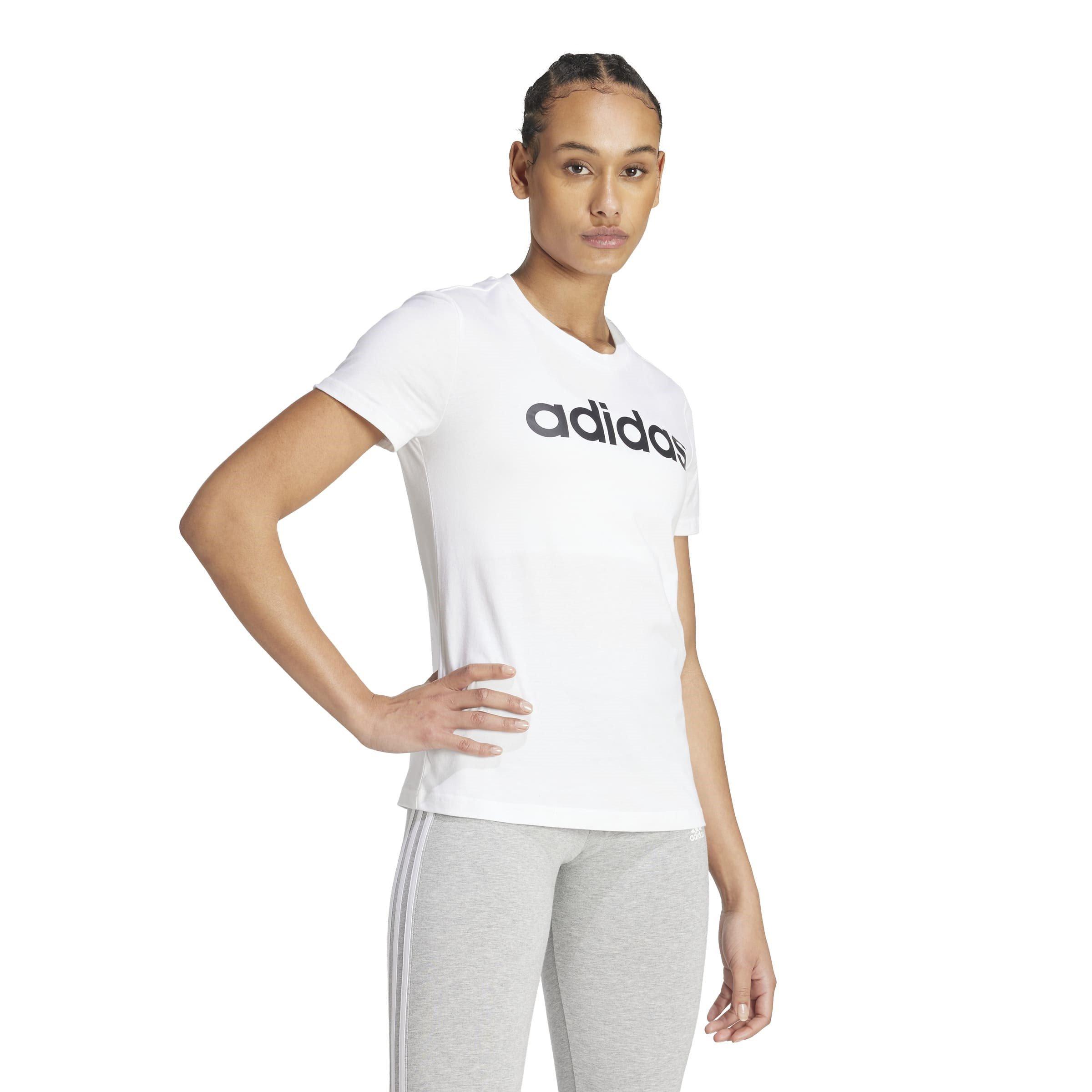 White/Black - adidas - Essentials Slim Logo Womens T Shirt - 4