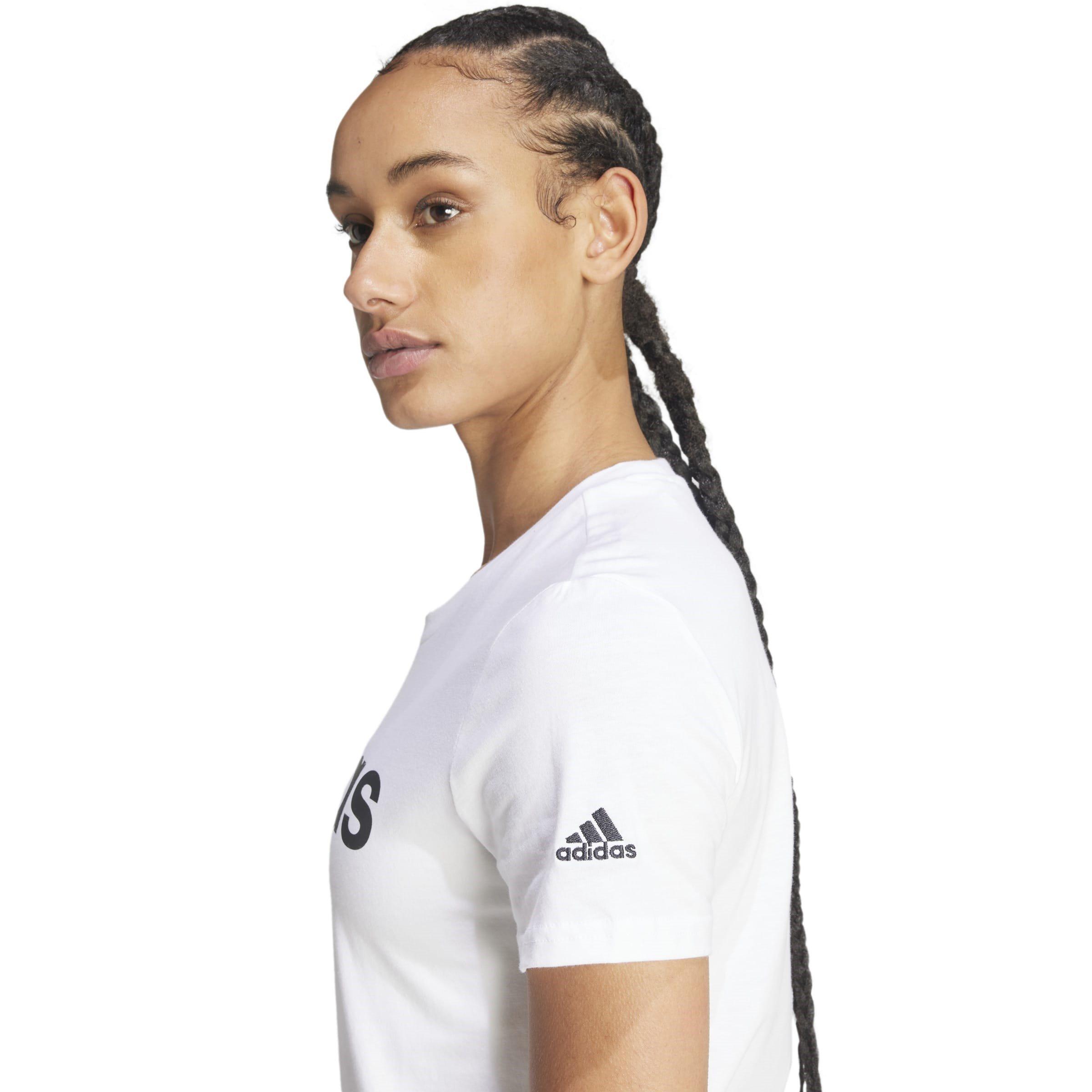 White/Black - adidas - Essentials Slim Logo Womens T Shirt - 5