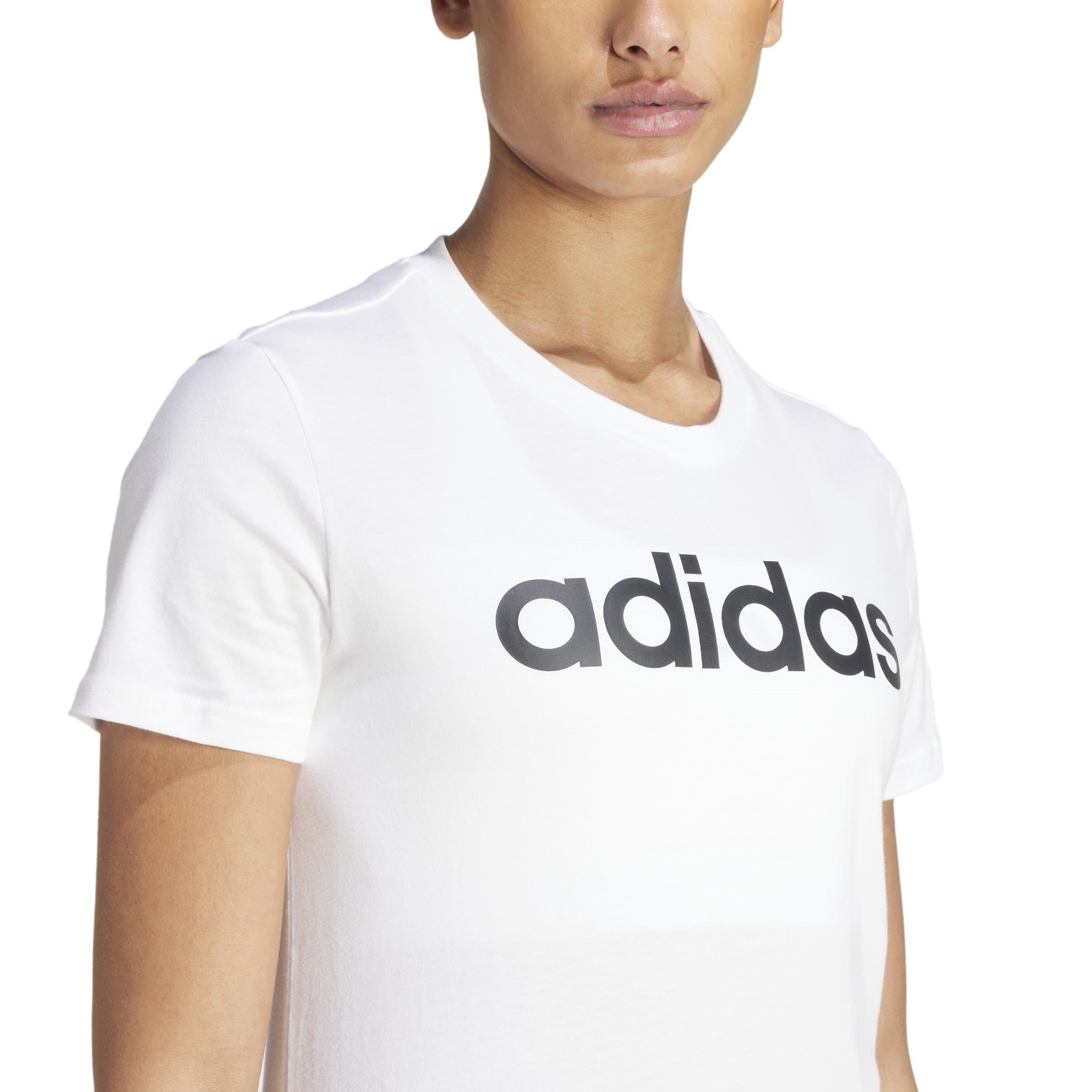 White/Black - adidas - Essentials Slim Logo Womens T Shirt - 6