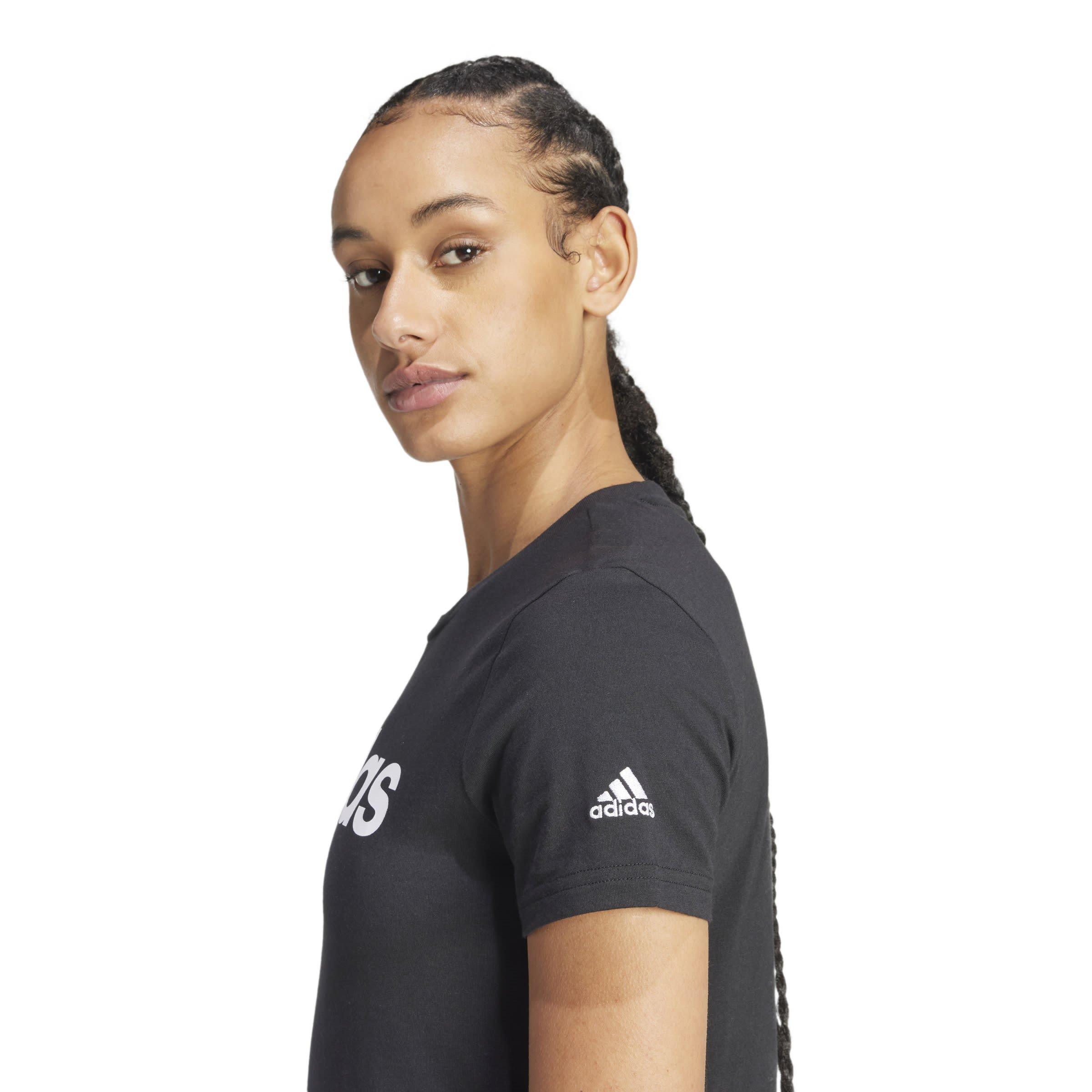 Black/White - adidas - Essentials Slim Logo Womens T Shirt - 5