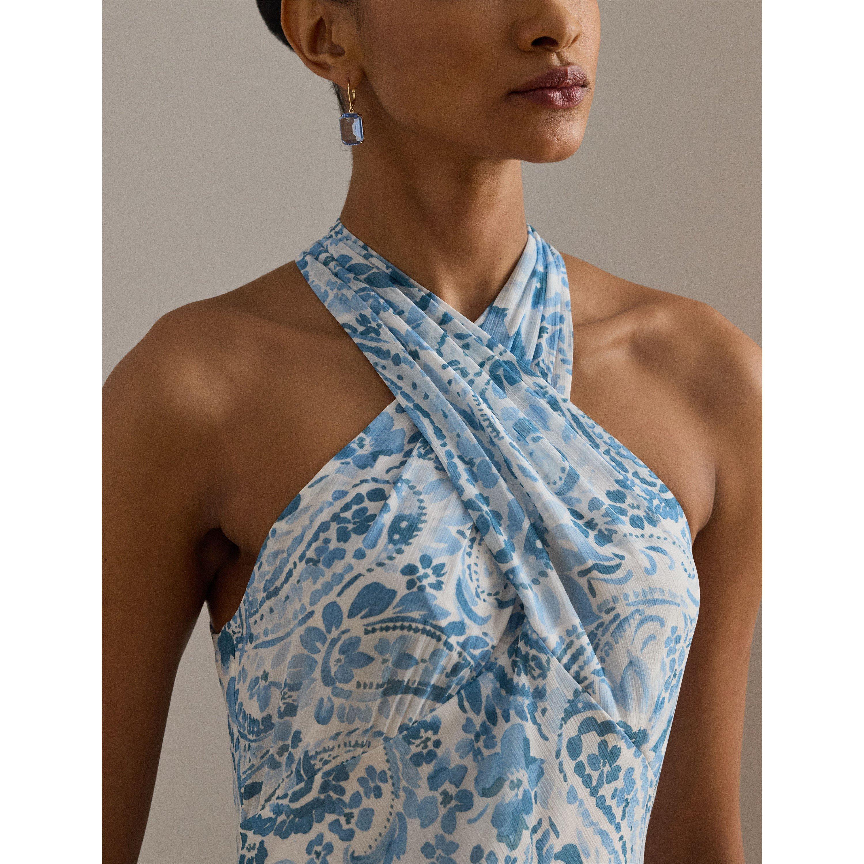 WHITE/BLUE - Lauren by Ralph Lauren - Women's Ball Gown - 4