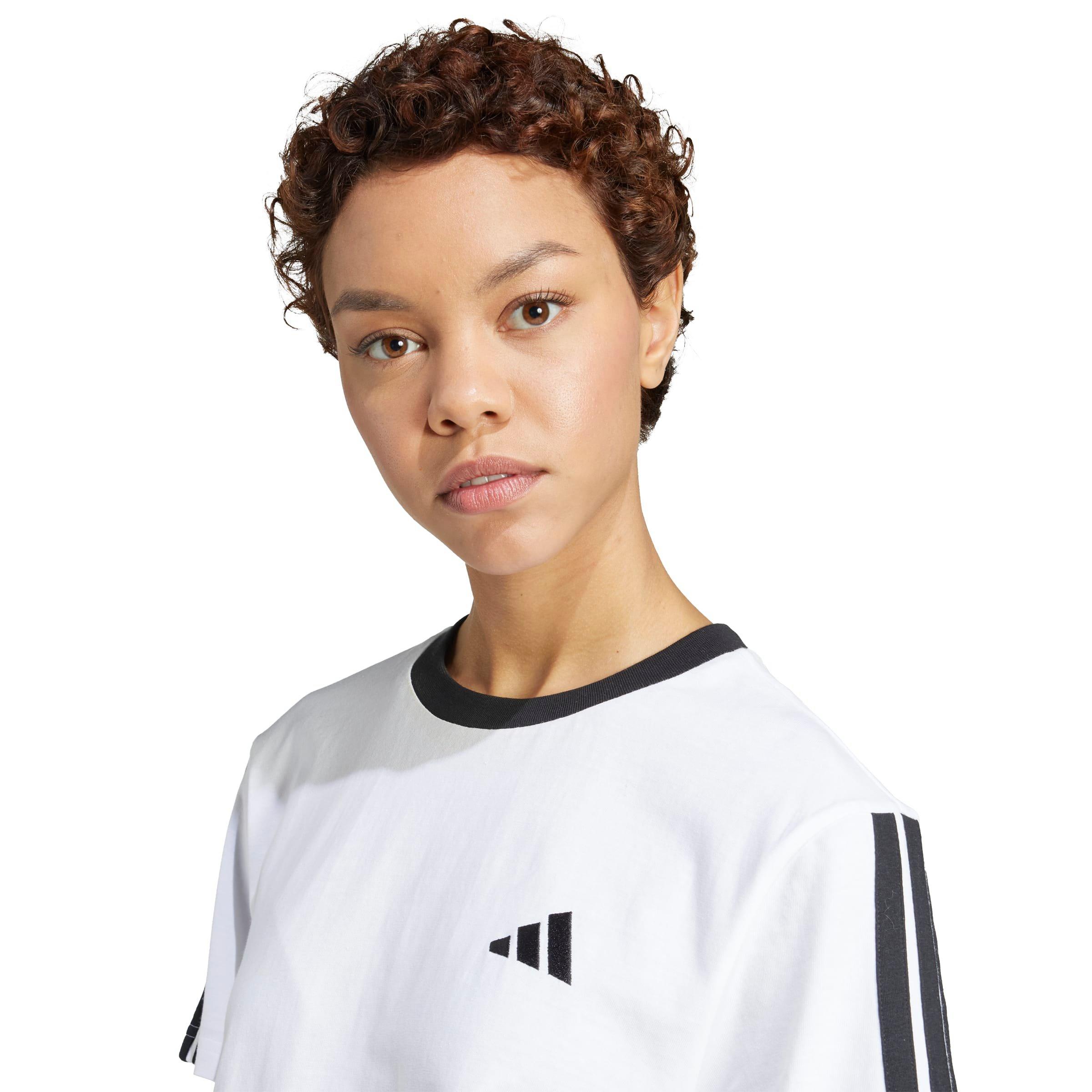 Wit/Zwart - adidas - Essentials 3 Stripe T-Shirt Womens - 5