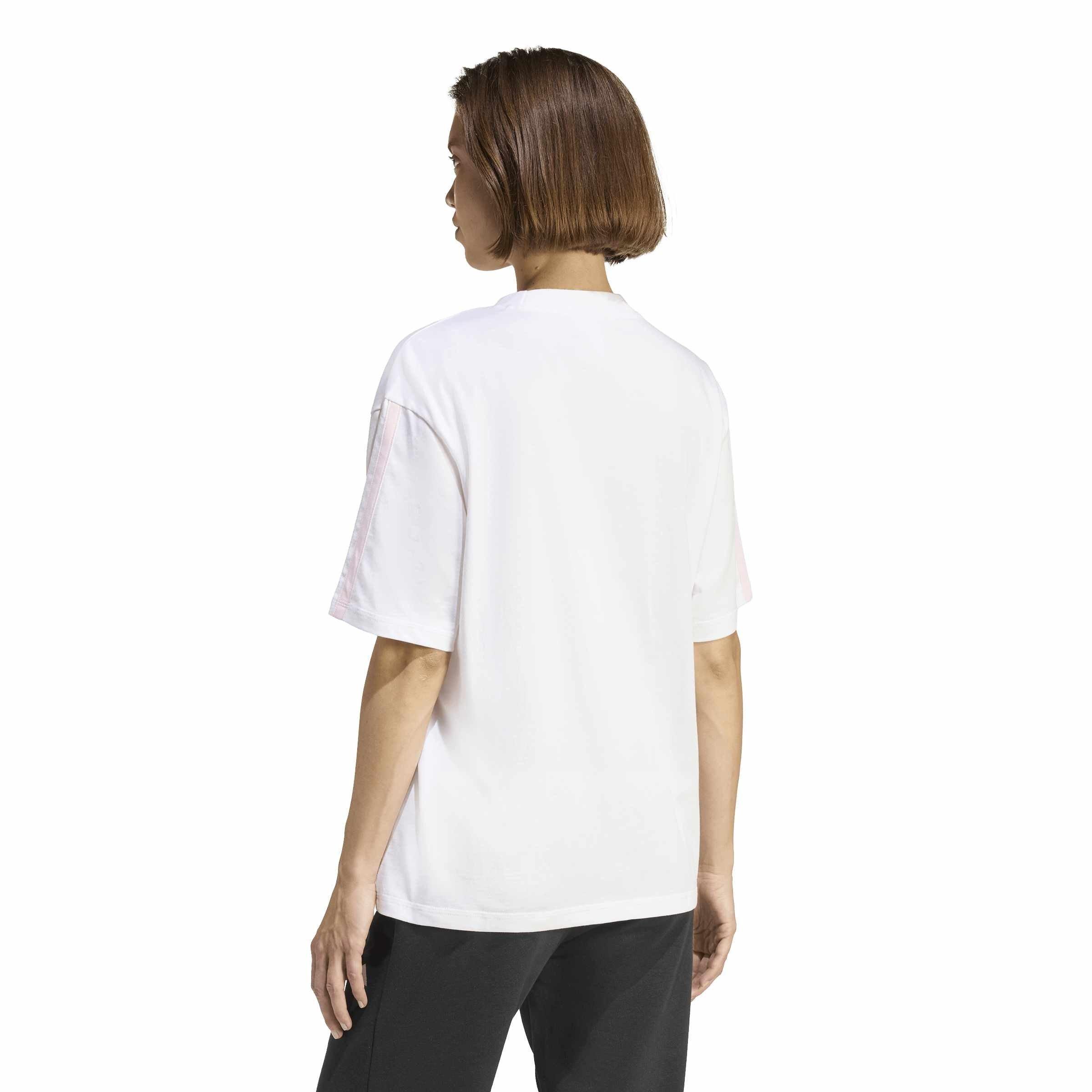 White Pink - adidas - Essentials 3 Stripe T-Shirt Womens - 3