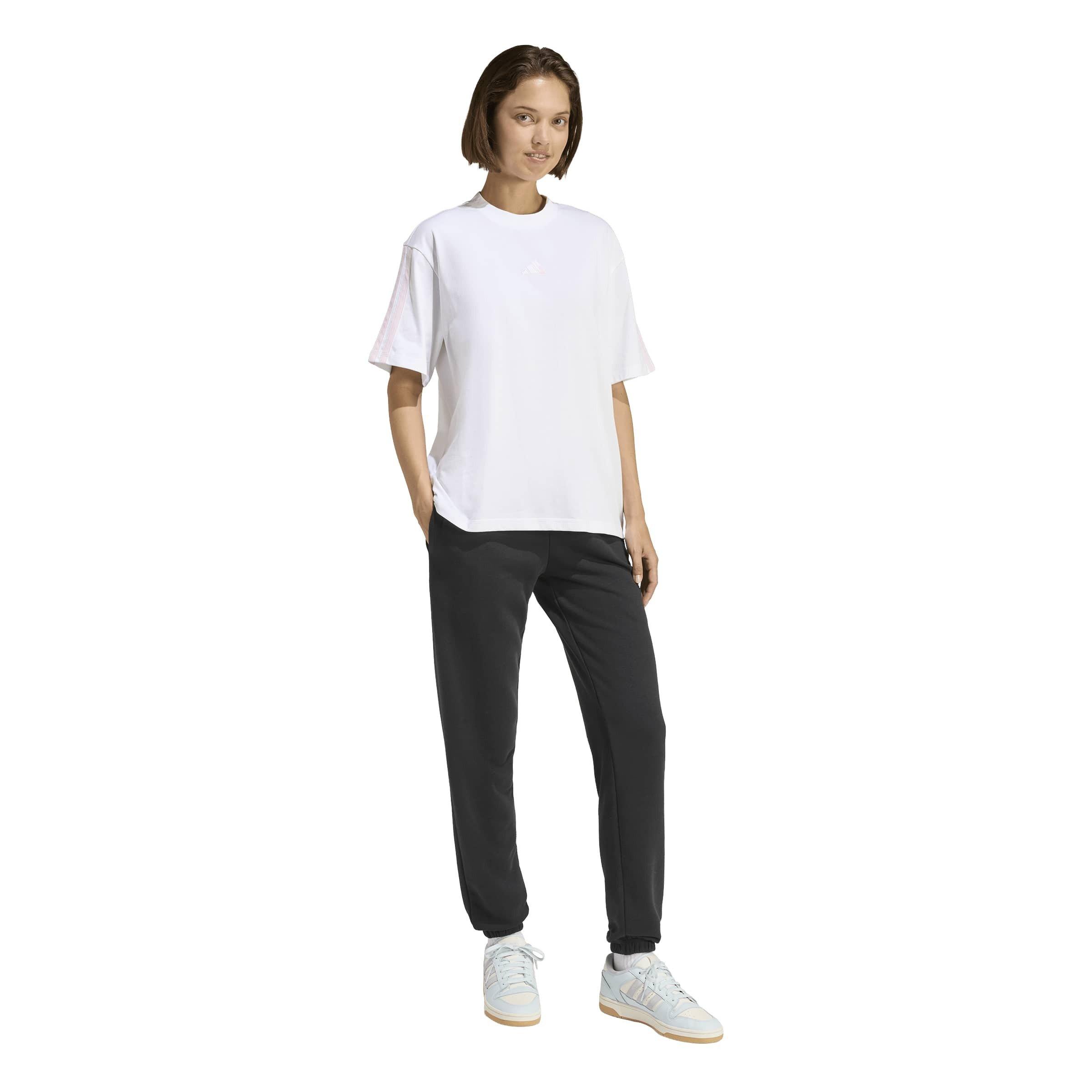 White Pink - adidas - Essentials 3 Stripe T-Shirt Womens - 6