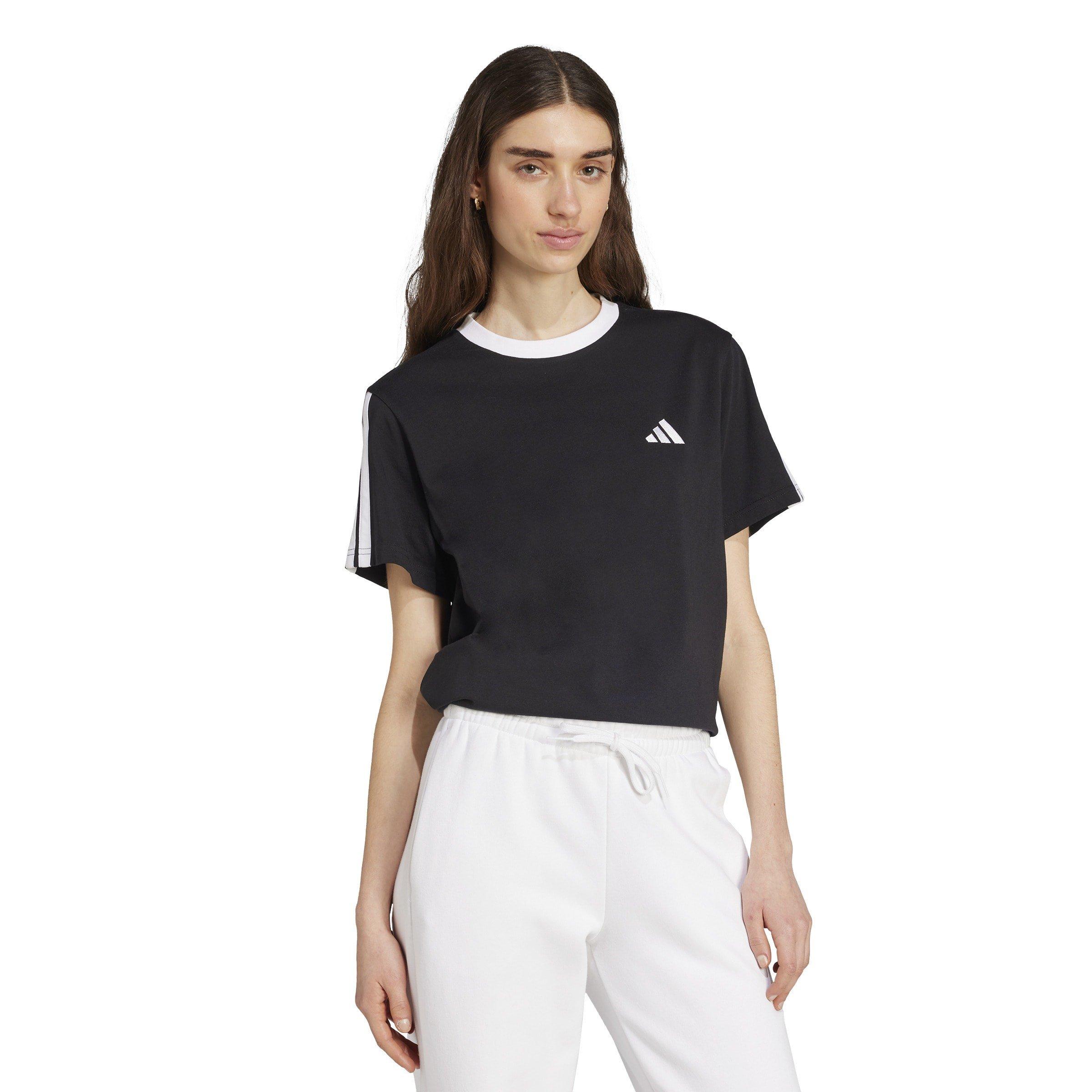 Schwarz/Weiß - adidas - Essentials 3 Stripe T-Shirt Womens - 4