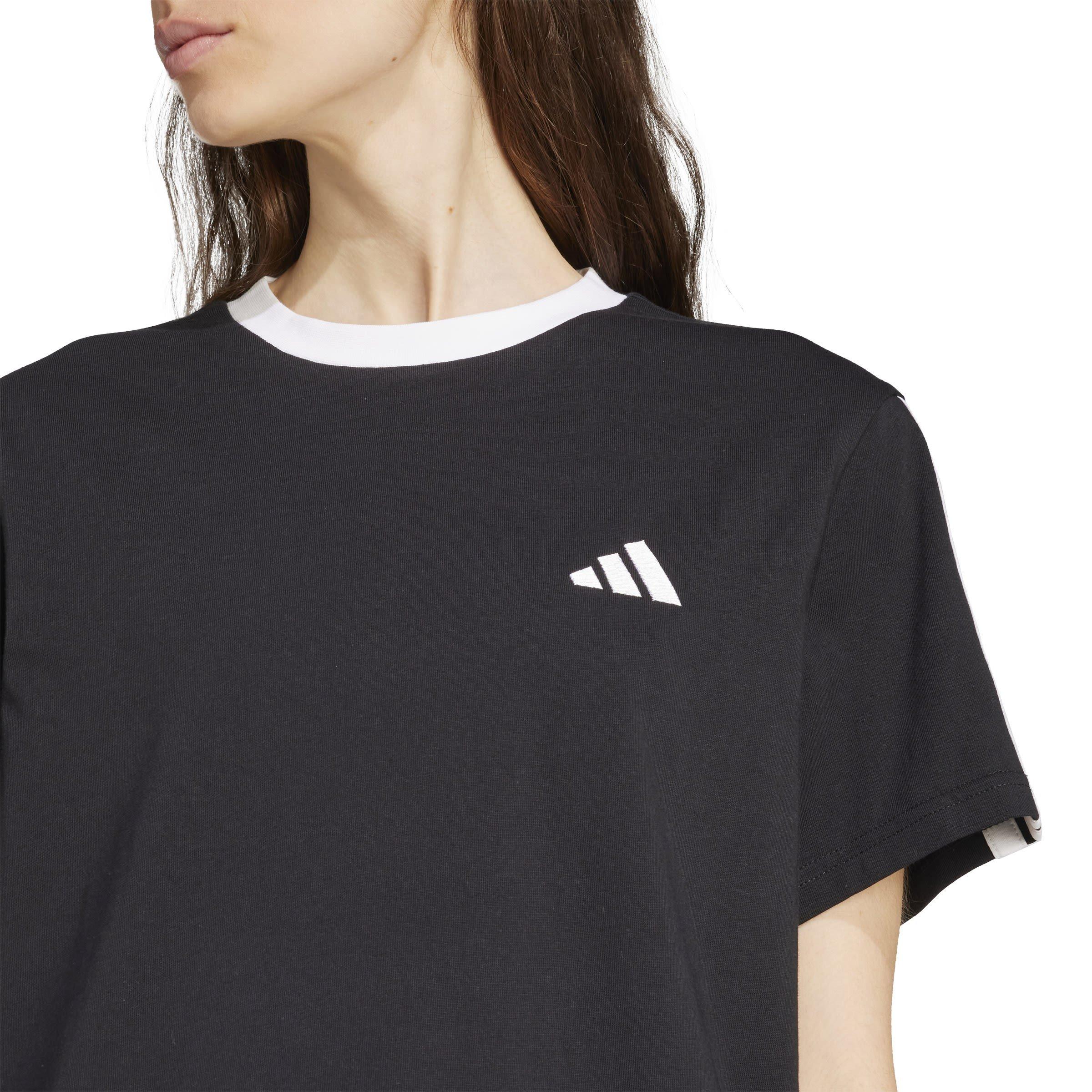 Schwarz/Weiß - adidas - Essentials 3 Stripe T-Shirt Womens - 5