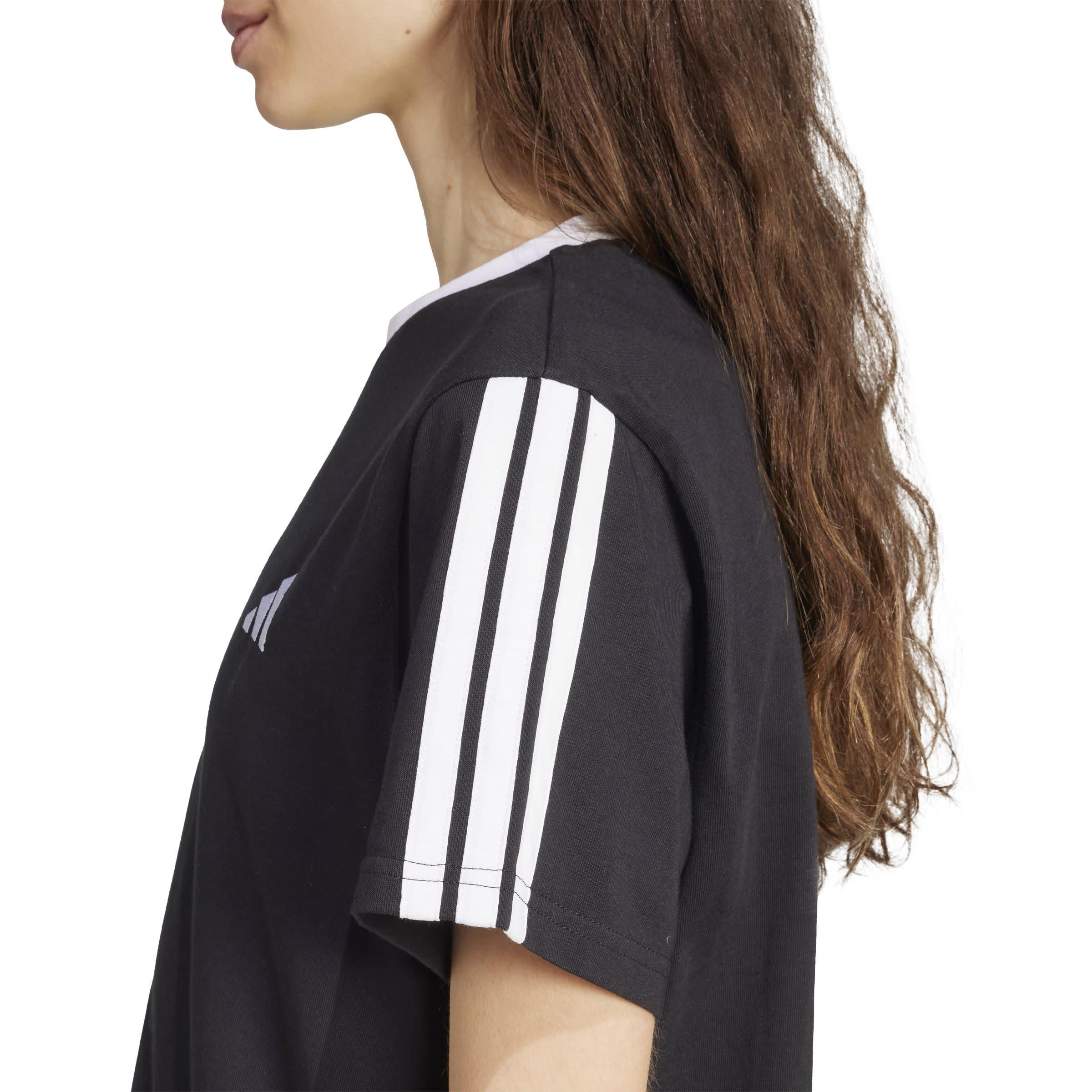 Schwarz/Weiß - adidas - Essentials 3 Stripe T-Shirt Womens - 6