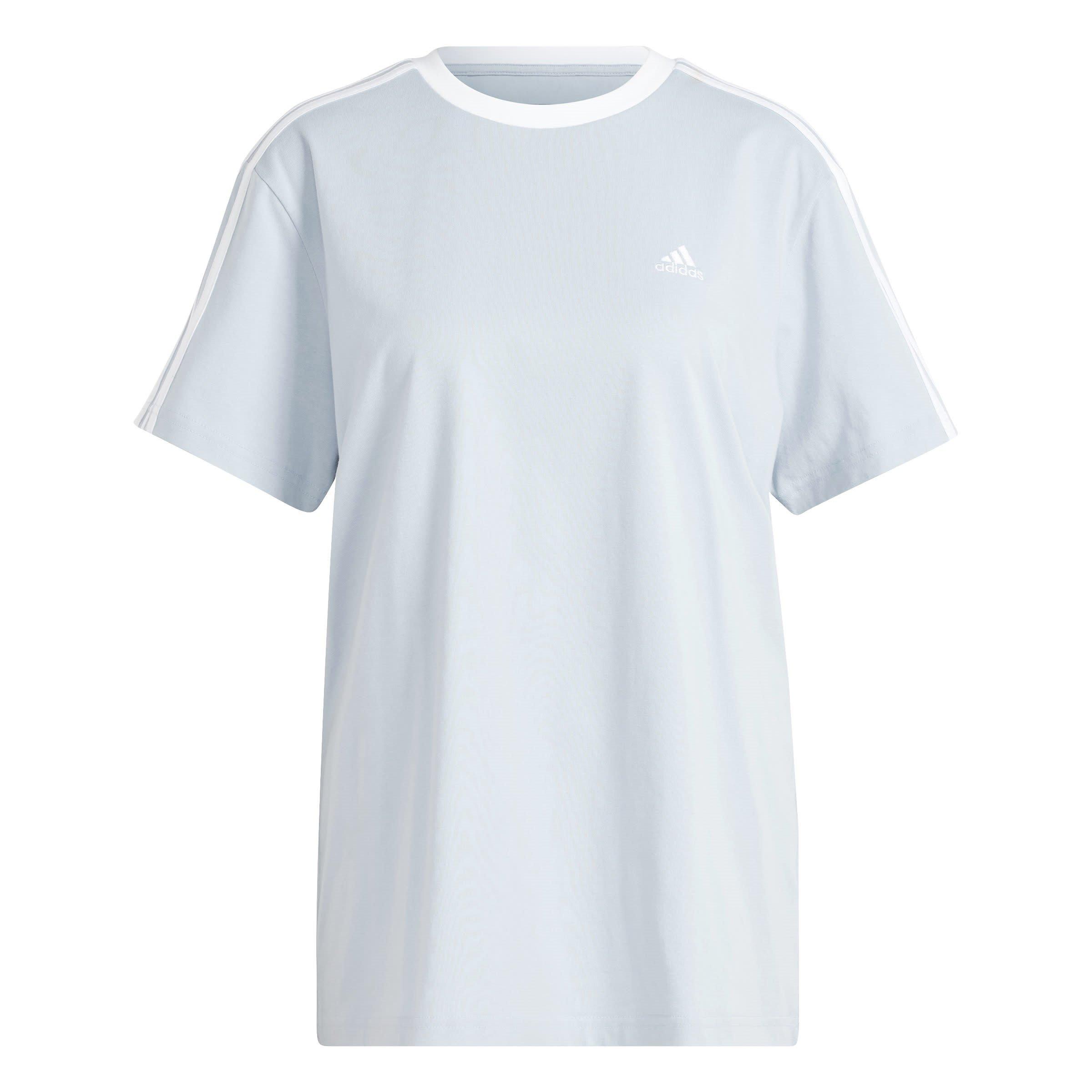 Adidas Women's Essentials 3 Stripe T-Shirt - Wonder Blue - XXS (0-2)