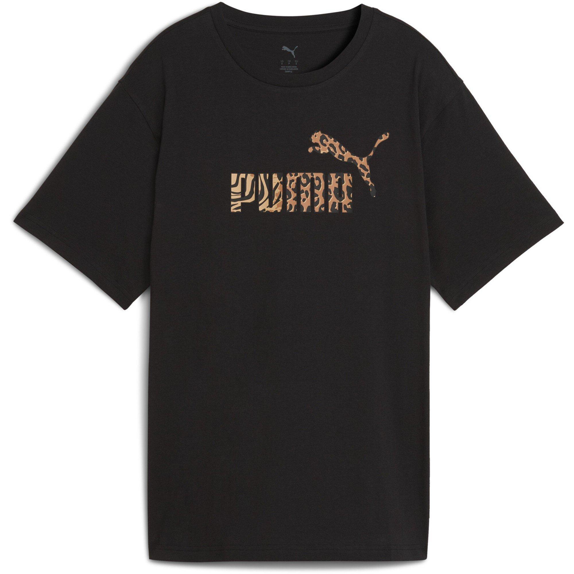 Puma Women's Regular Fit Logo T-Shirt - Black Animal - 8 (XS)