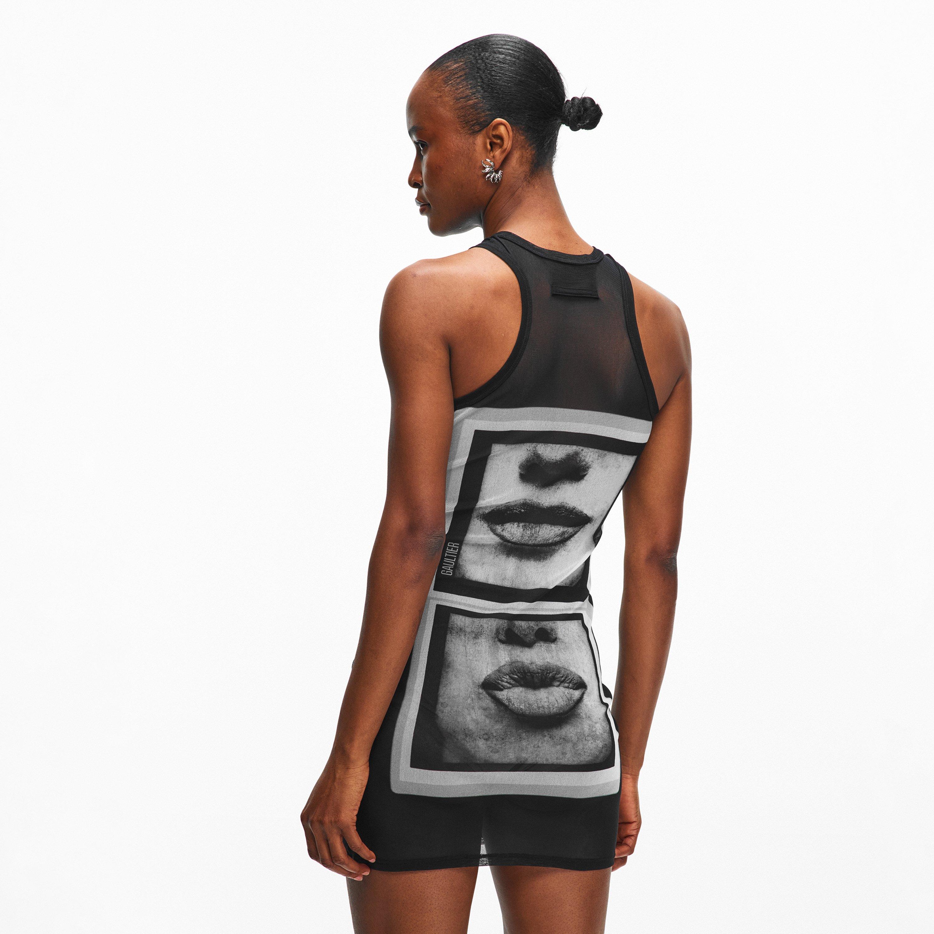 Black/Grey/Wht - Jean Paul Gaultier - Women's Eyes Lips Mini Dress - 4