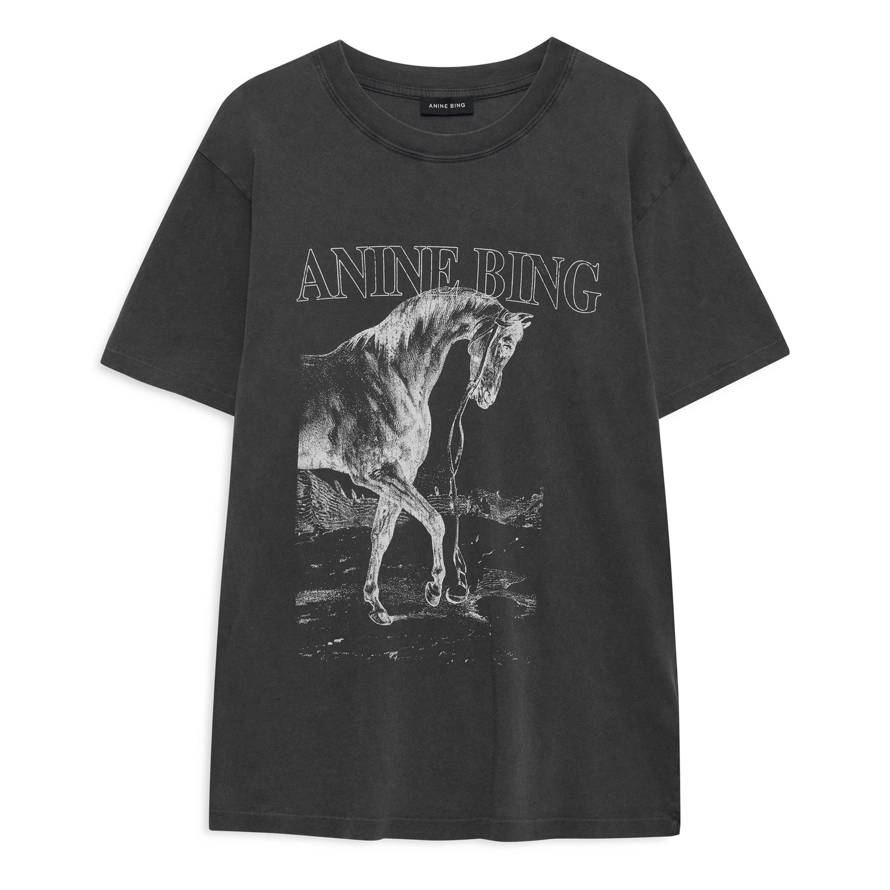 Anine Bing Womens Lili T-Shirt - Washed Black - Size 14 (L)