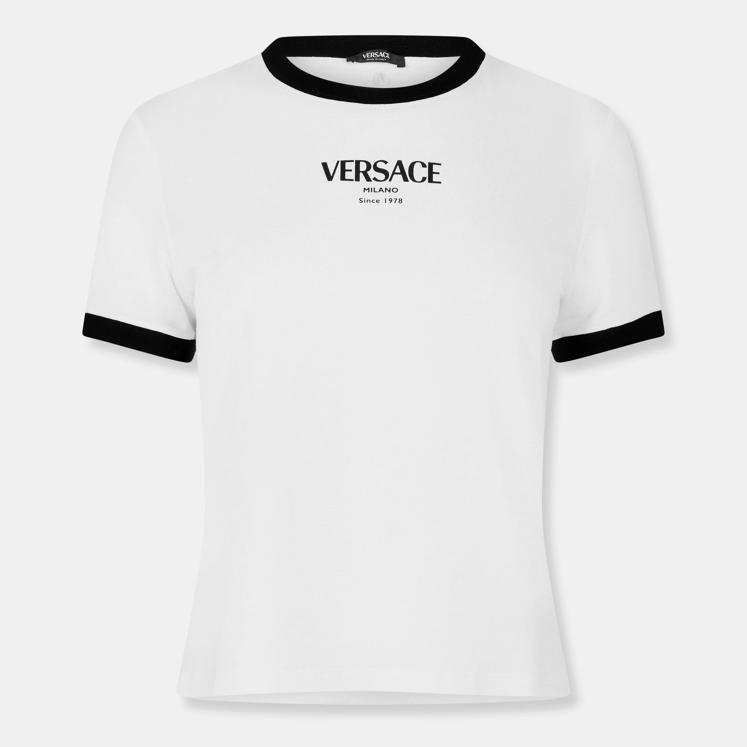 White Black - Versace - Women's Logo T-Shirt - 1