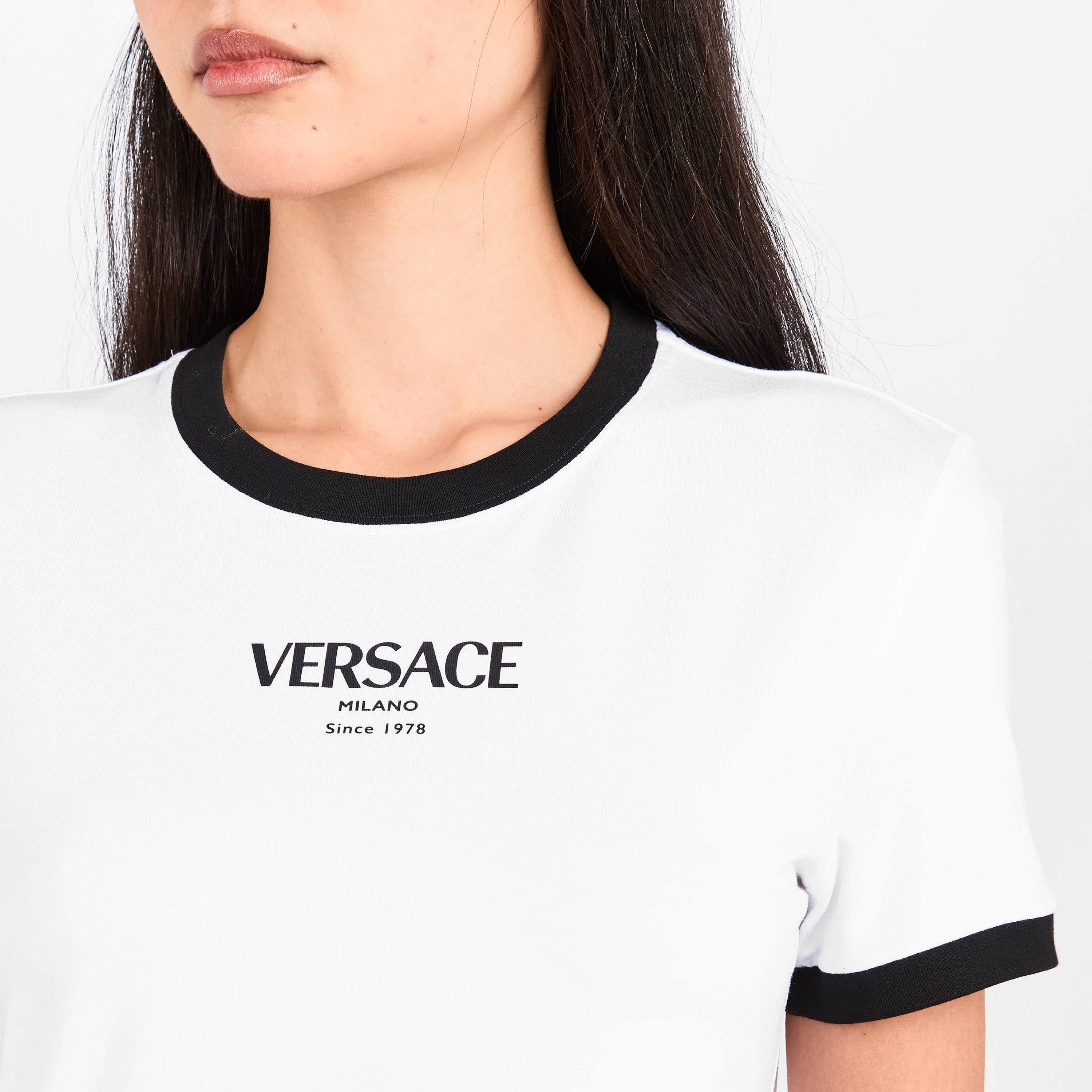 White Black - Versace - Versace Logo T-Shirt Ld61 - 5