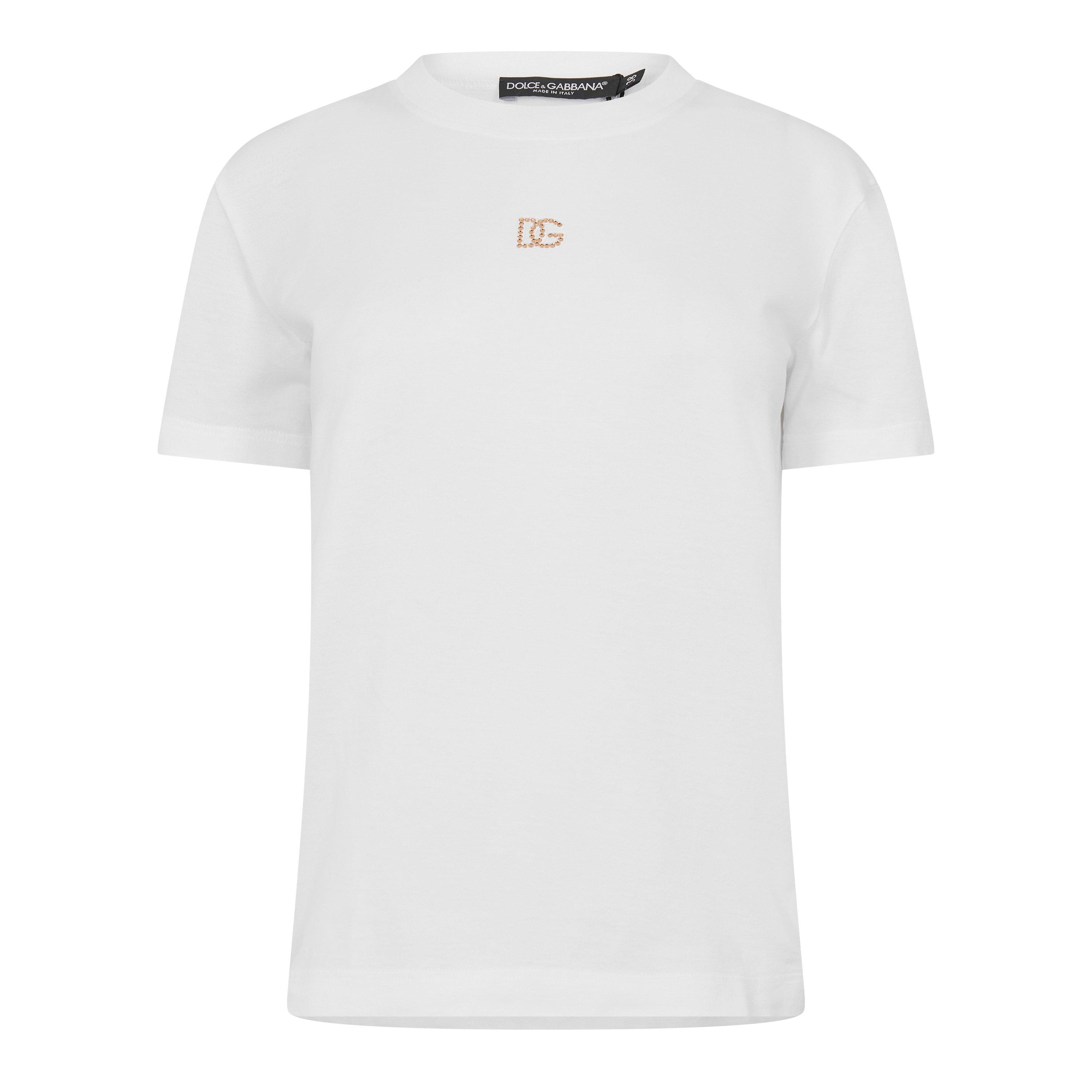Dolce and Gabbana DG Jersey T-Shirt Ld61 - Bianco Ottico - Size 10 (S)