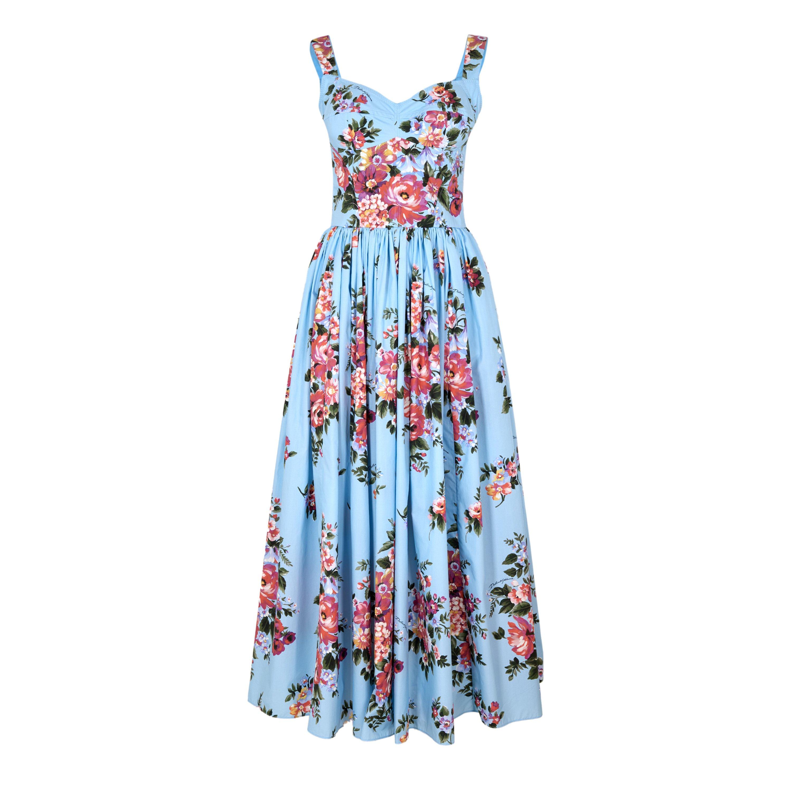 Dolce and Gabbana DG Floral Dress Ld61 - Fiori Celeste - Size 12 (M)