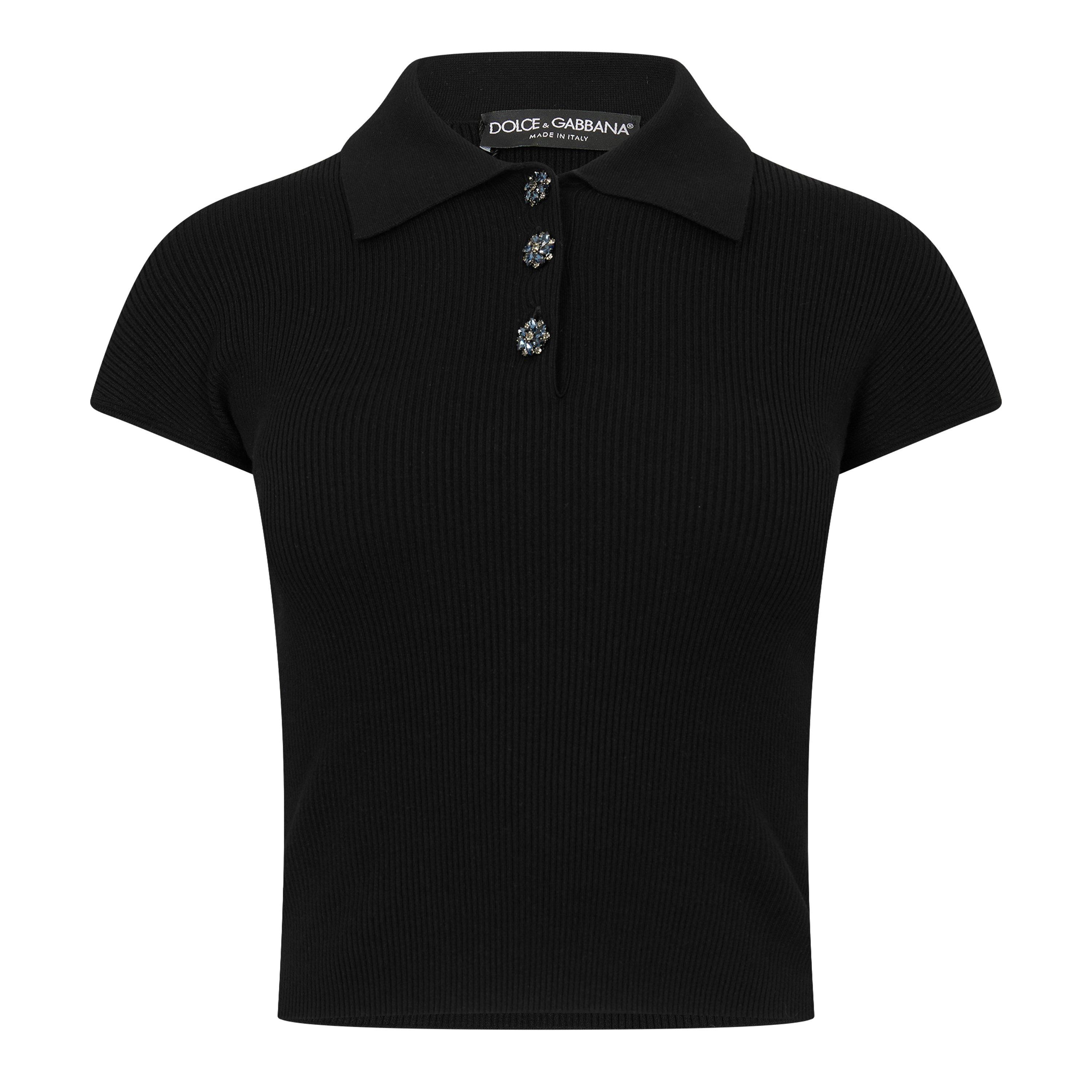 Dolce and Gabbana DG Knit Collar Shirt Ld61 - Nero - Size 8 (XS)
