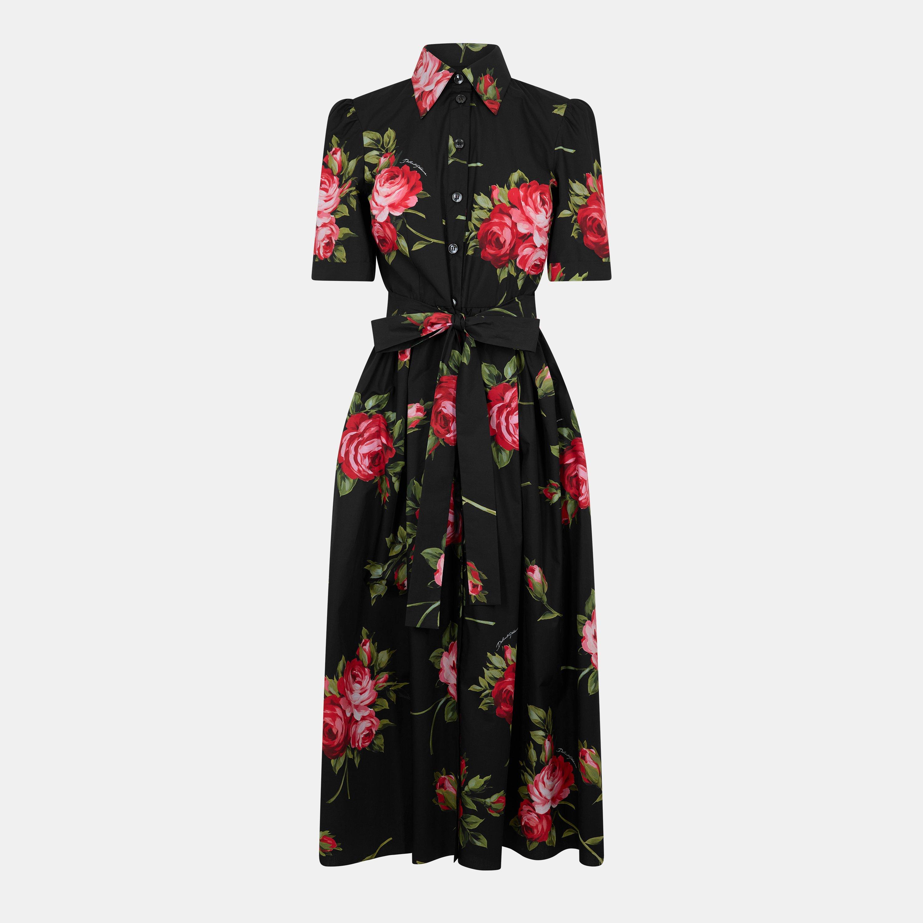 Dolce and Gabbana Women's Collar Long Maxi Dress - Rose Nero - Size 10 (S)
