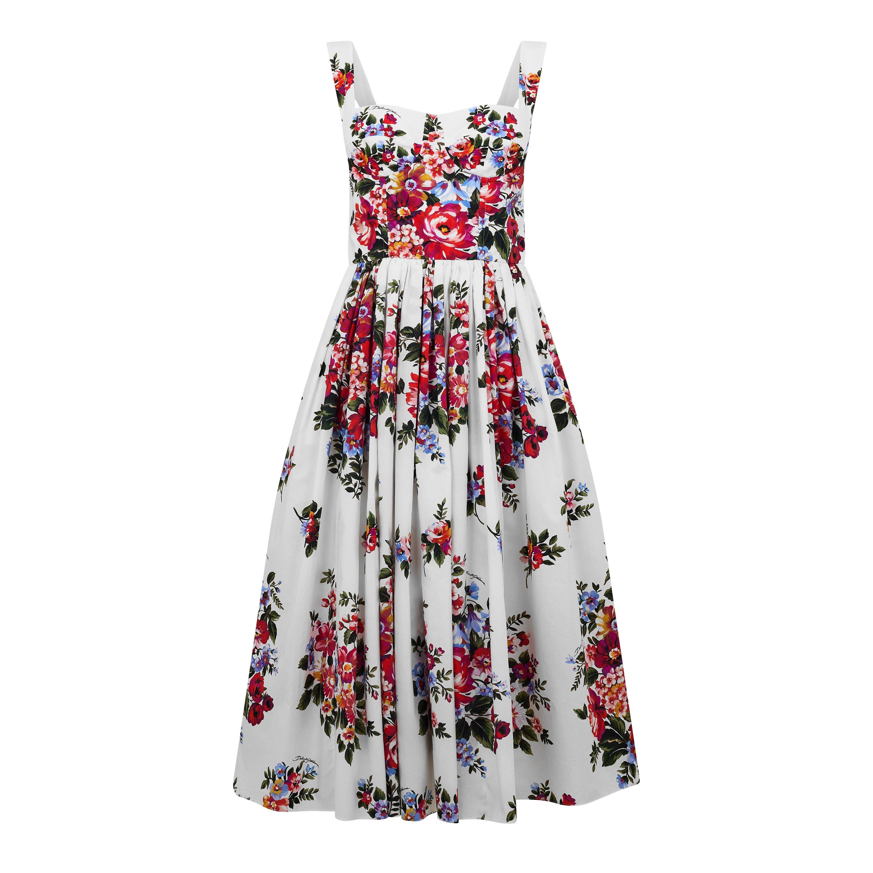 Dolce and Gabbana DG Floral Dress Ld61 - Mazz Bianco - Size 8 (XS)